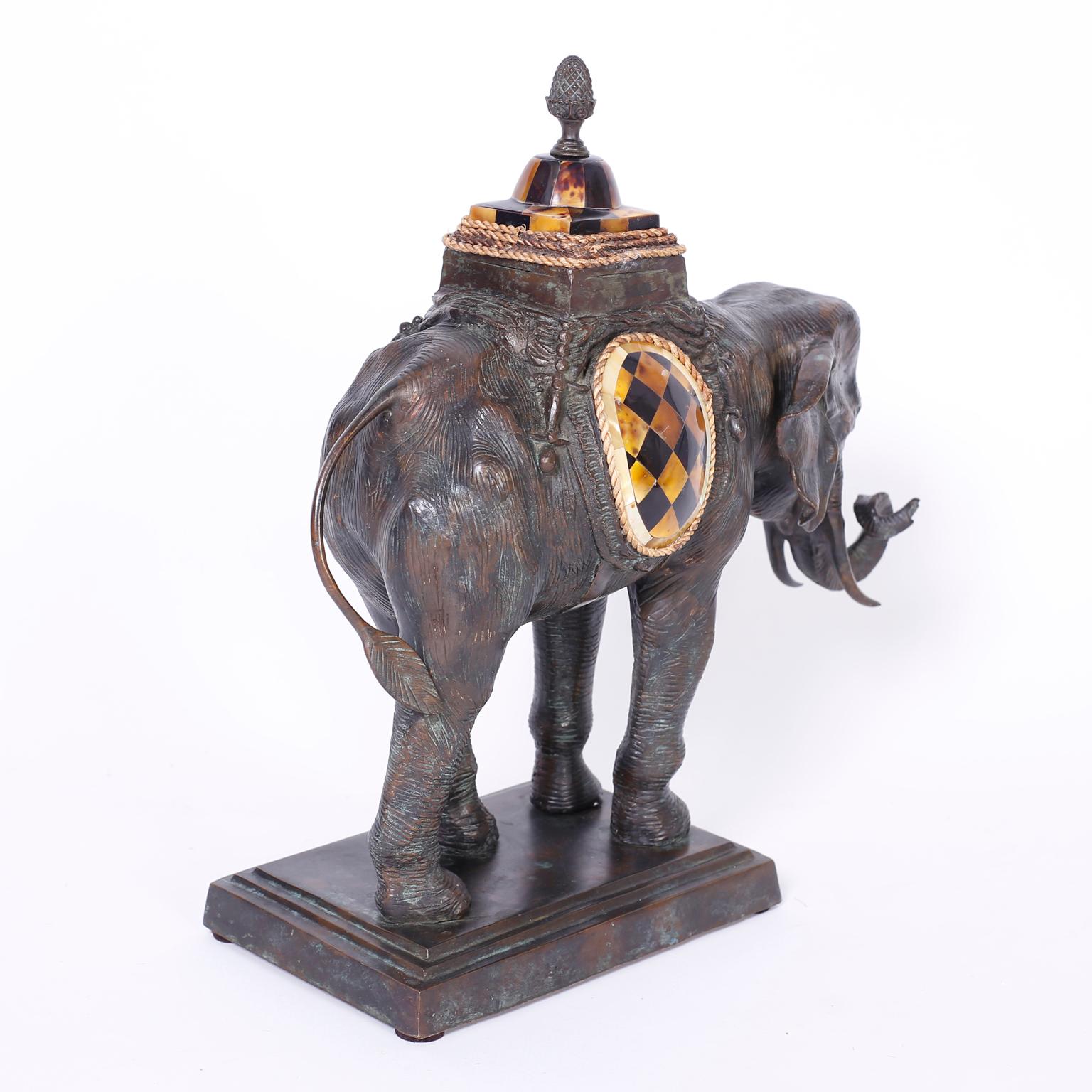 Anglo-Indian Mid Century Bronze Elephant by Maitland -Smith