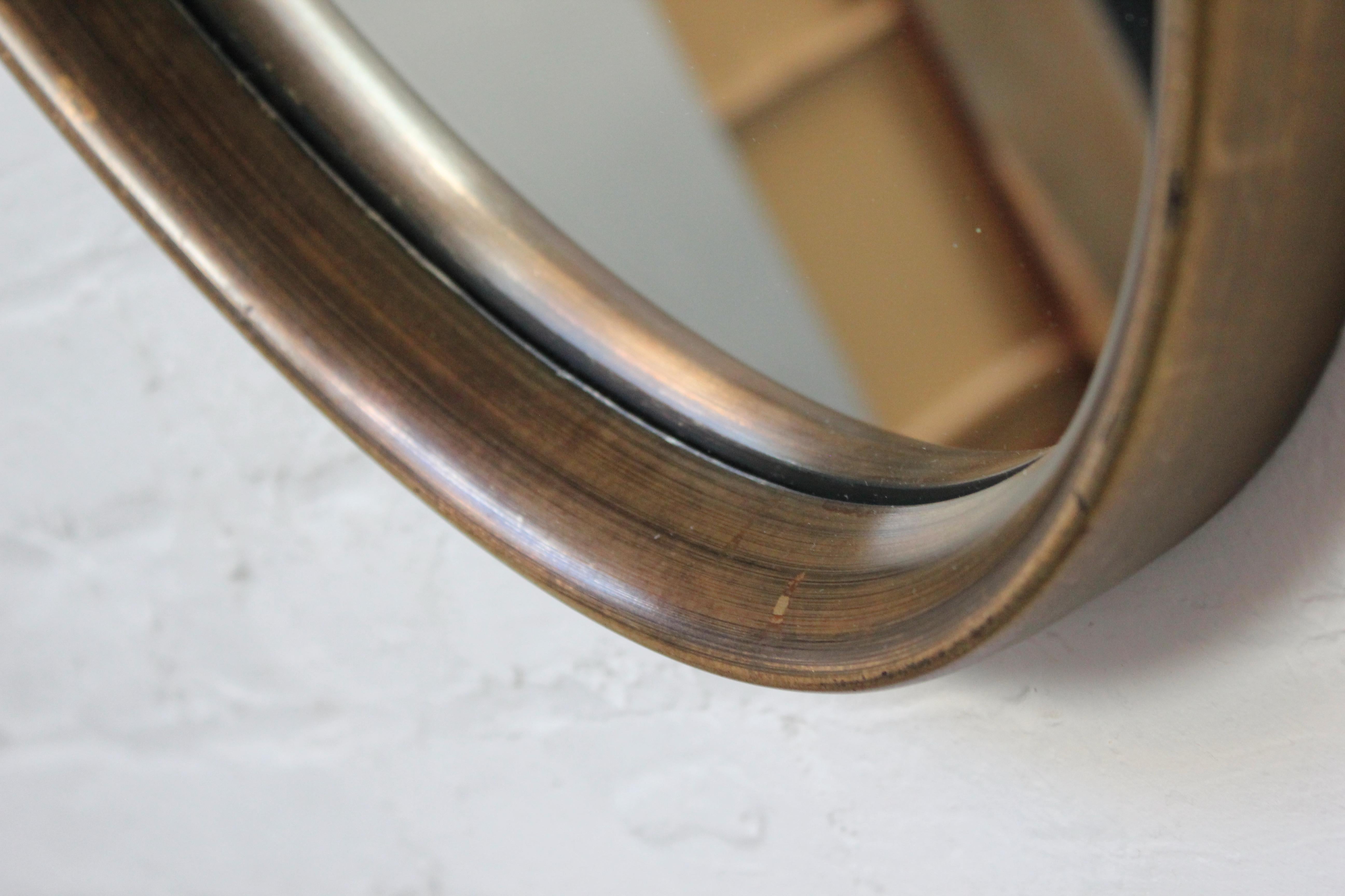 Mid-Century Bronze Finish Oval Wall Mirror After Labarge 5