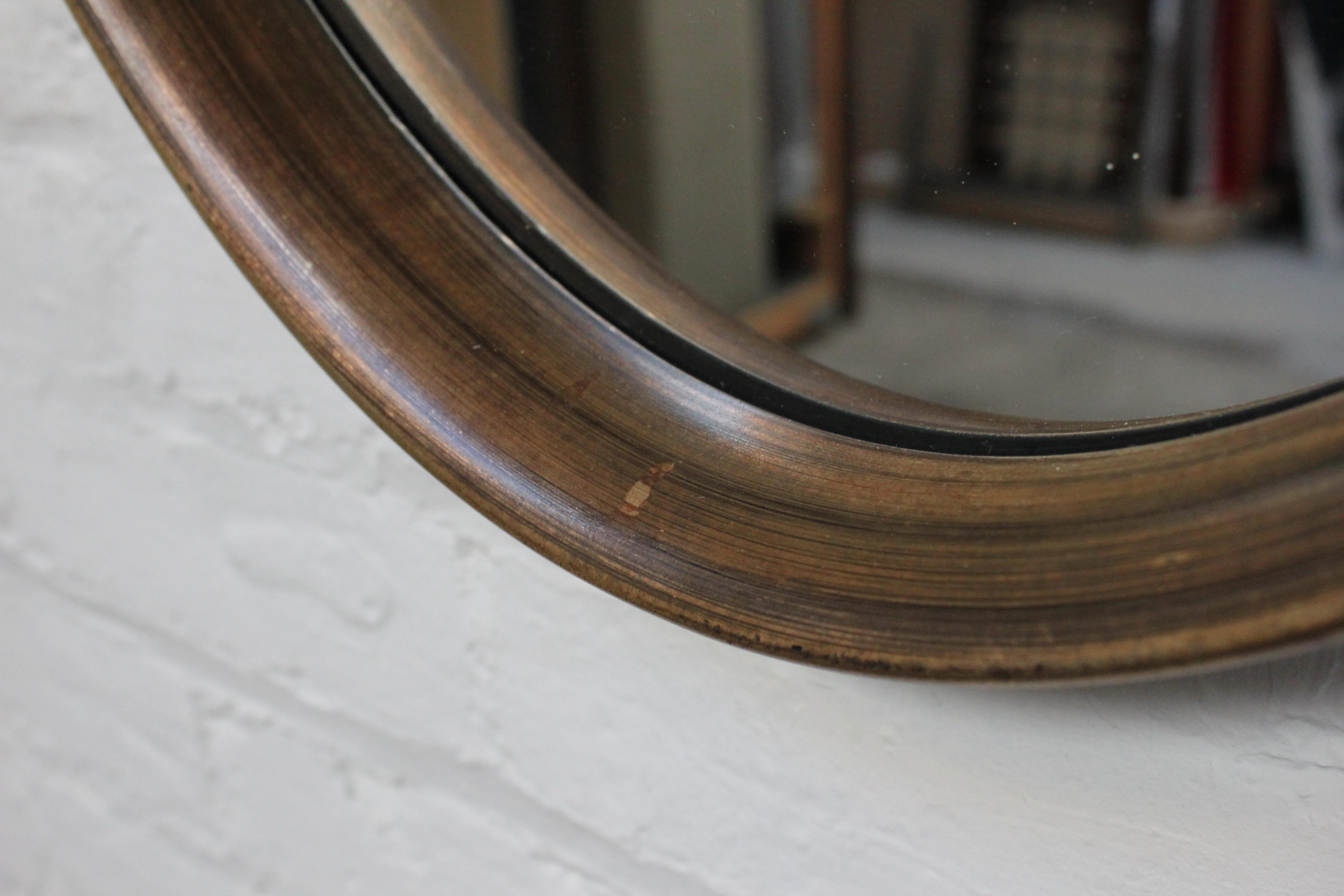 Mid-Century Bronze Finish Oval Wall Mirror After Labarge 6