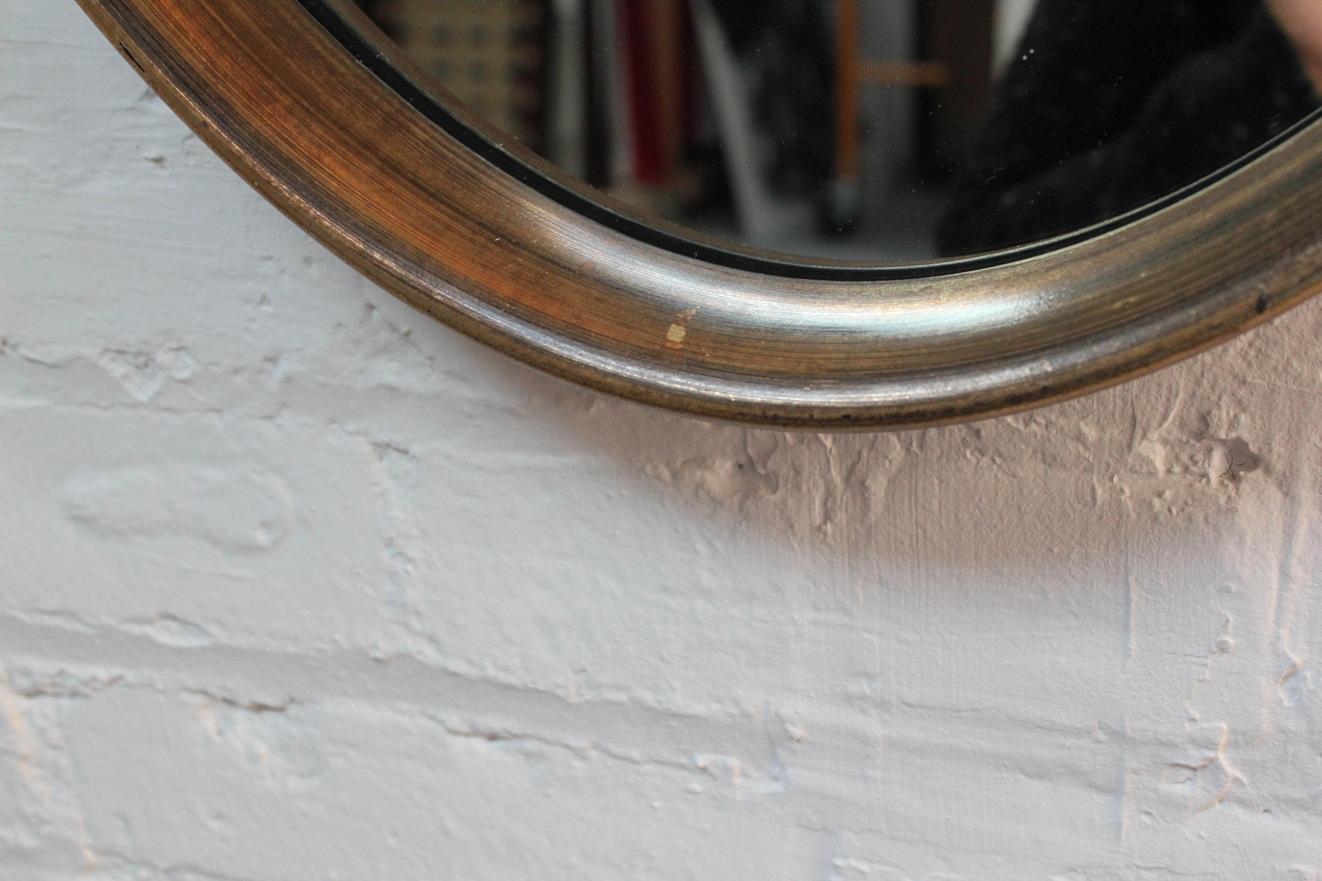 Mid-Century Bronze Finish Oval Wall Mirror After Labarge 7