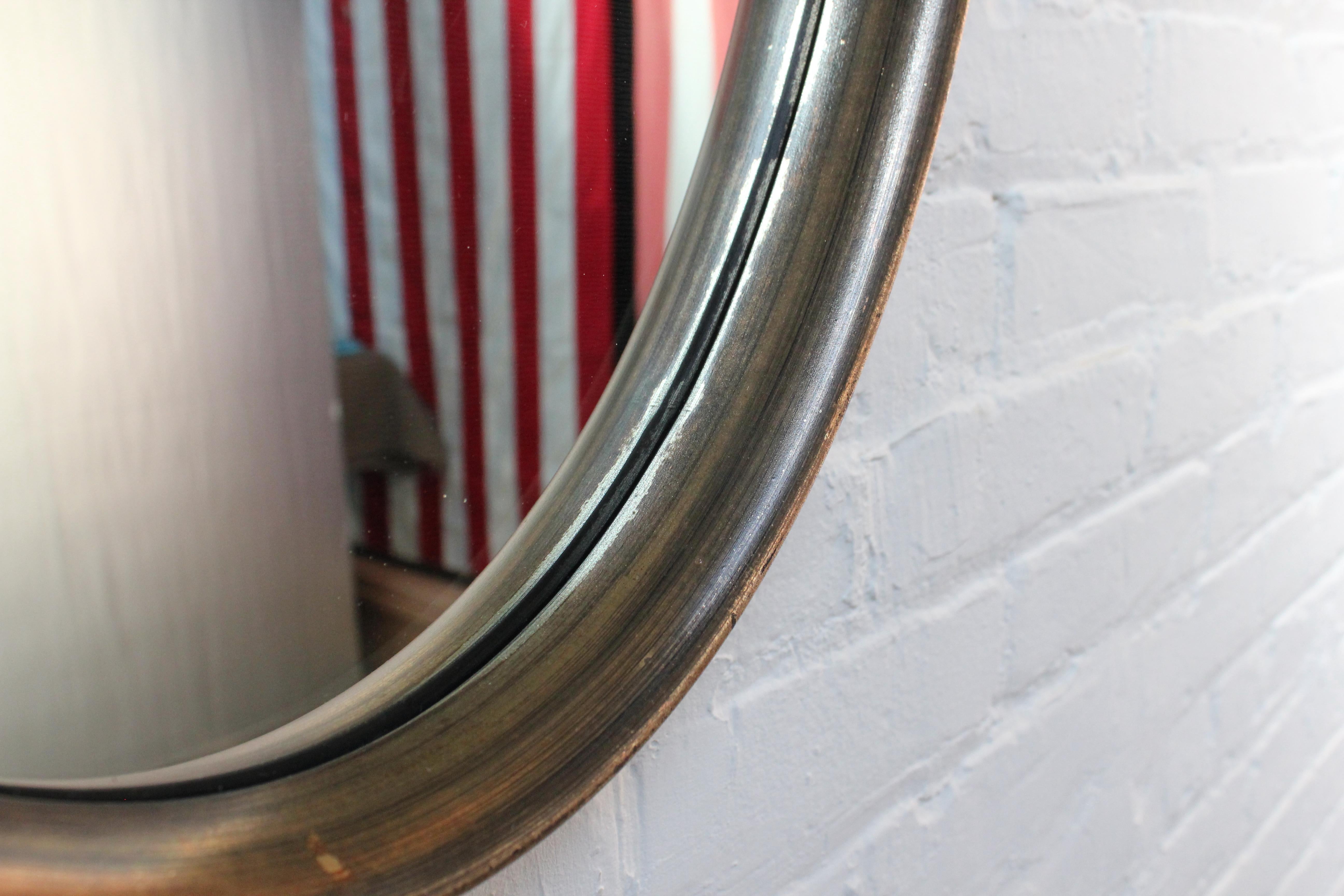 Mid-Century Bronze Finish Oval Wall Mirror After Labarge 9