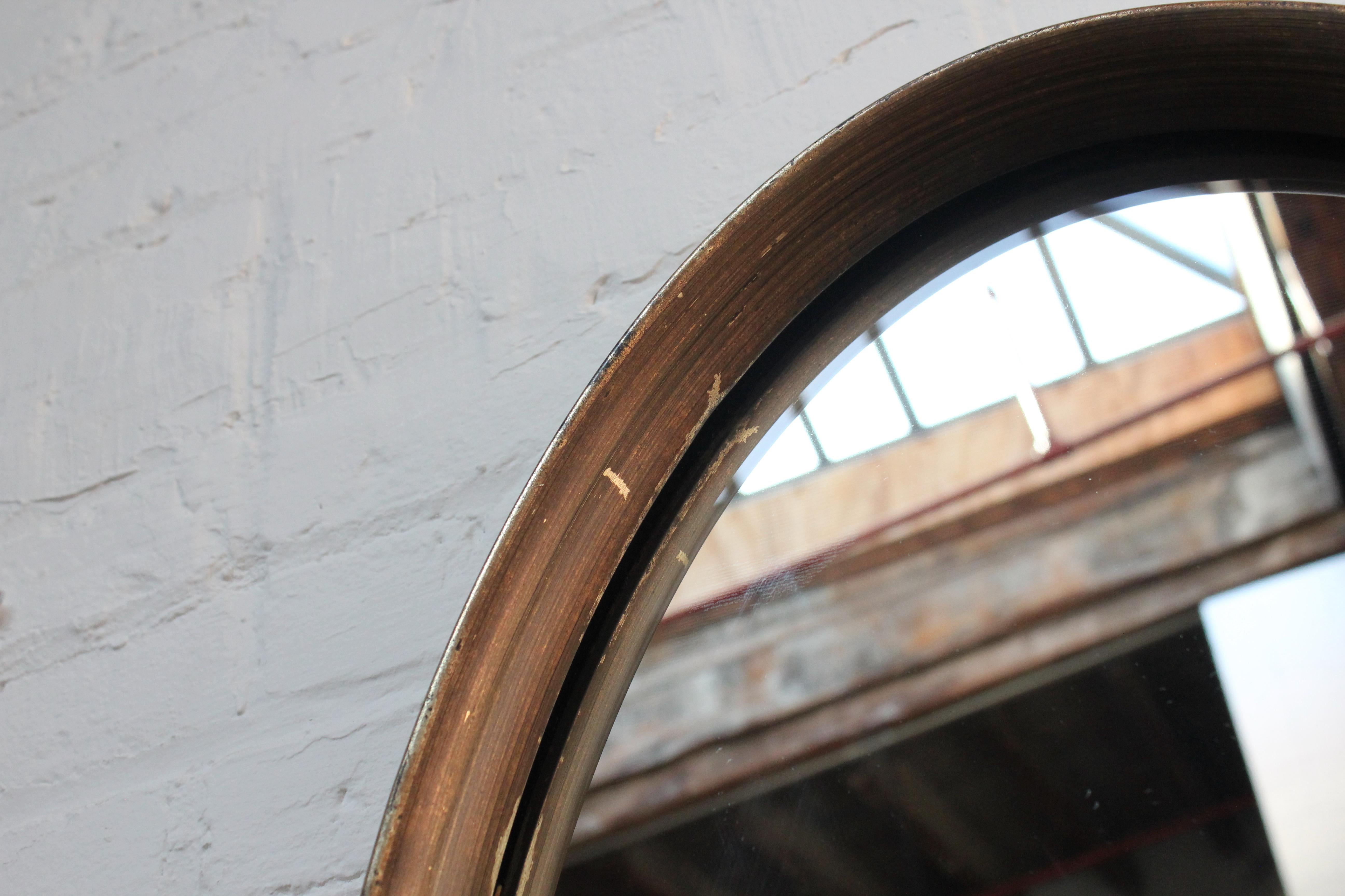 Mid-Century Bronze Finish Oval Wall Mirror After Labarge 11
