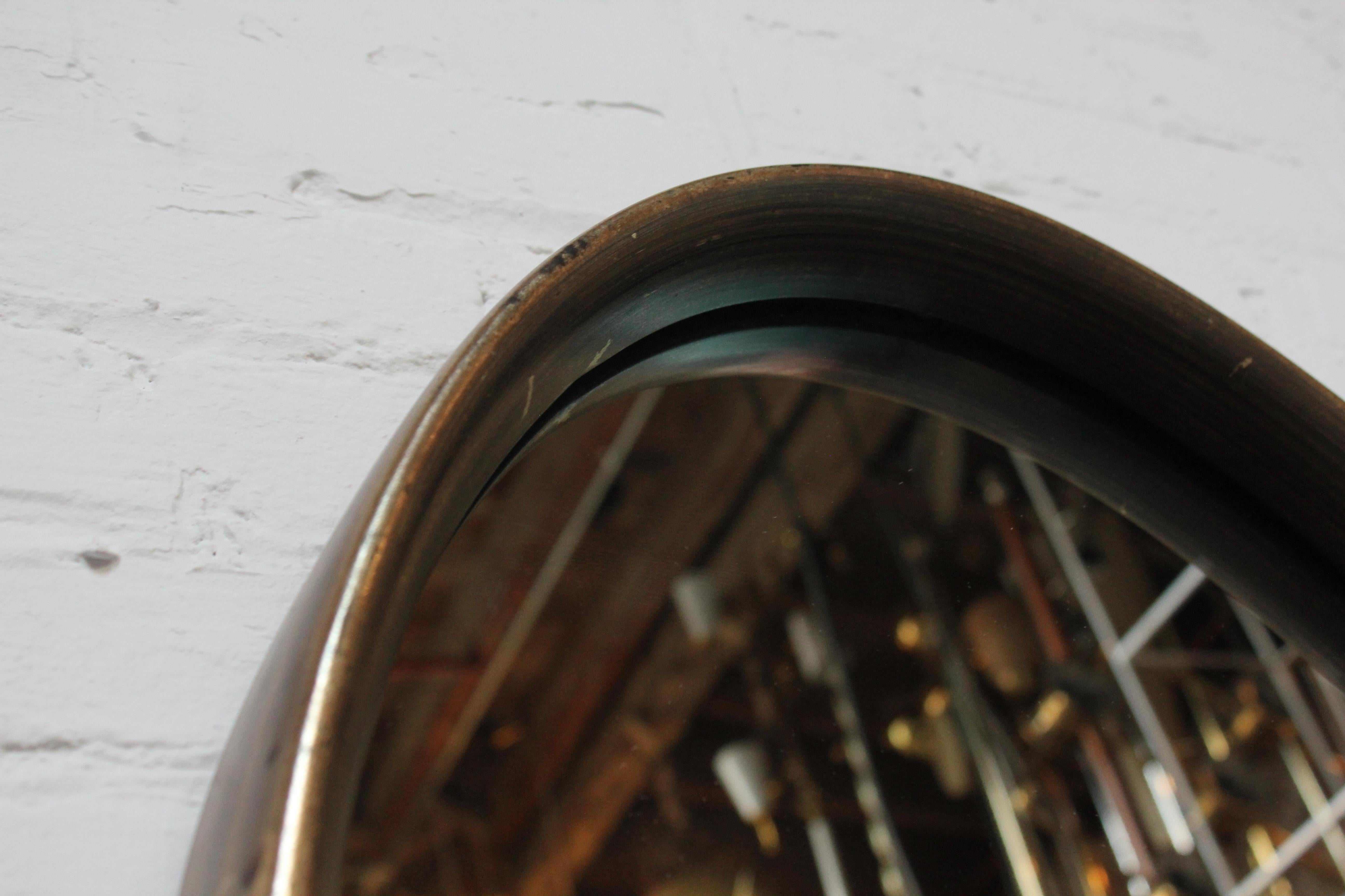 Mid-Century Bronze Finish Oval Wall Mirror After Labarge 12