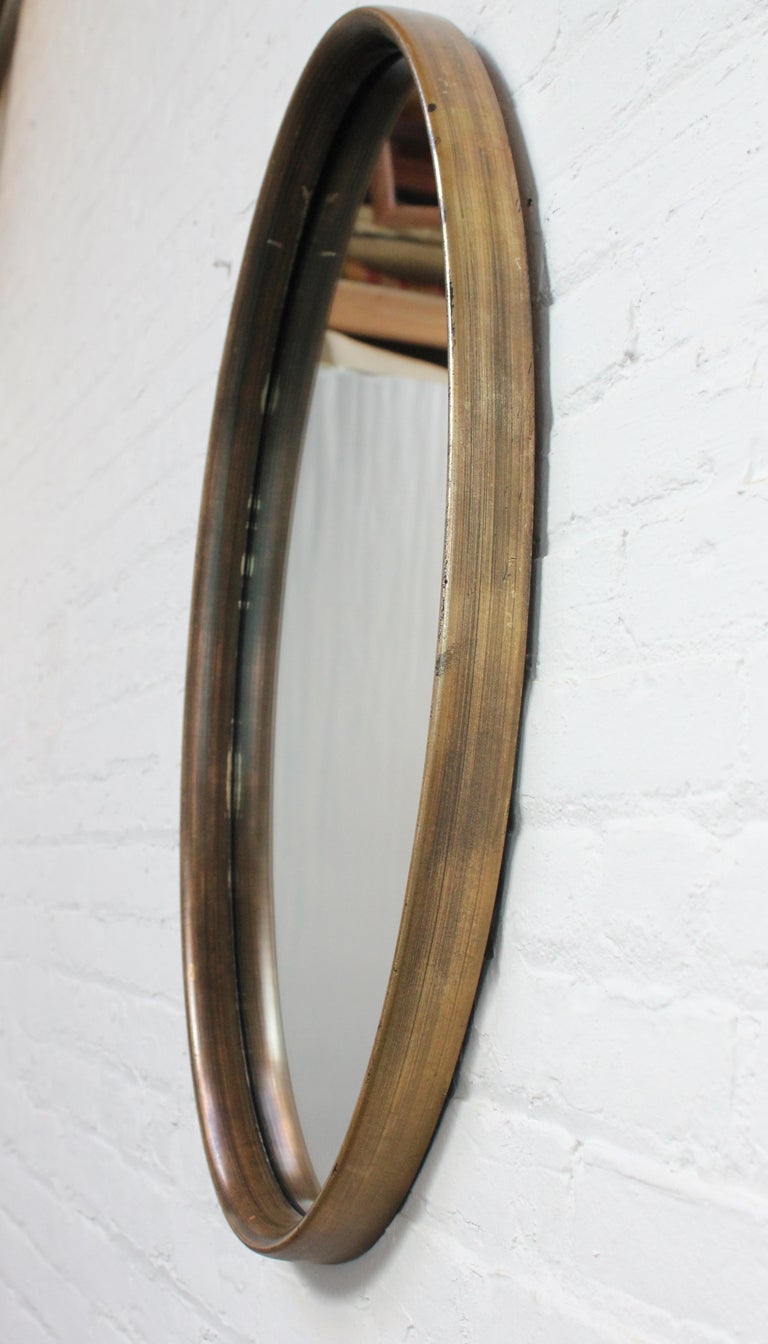 MidCentury Bronze Finish Oval Wall Mirror After Labarge at 1stDibs