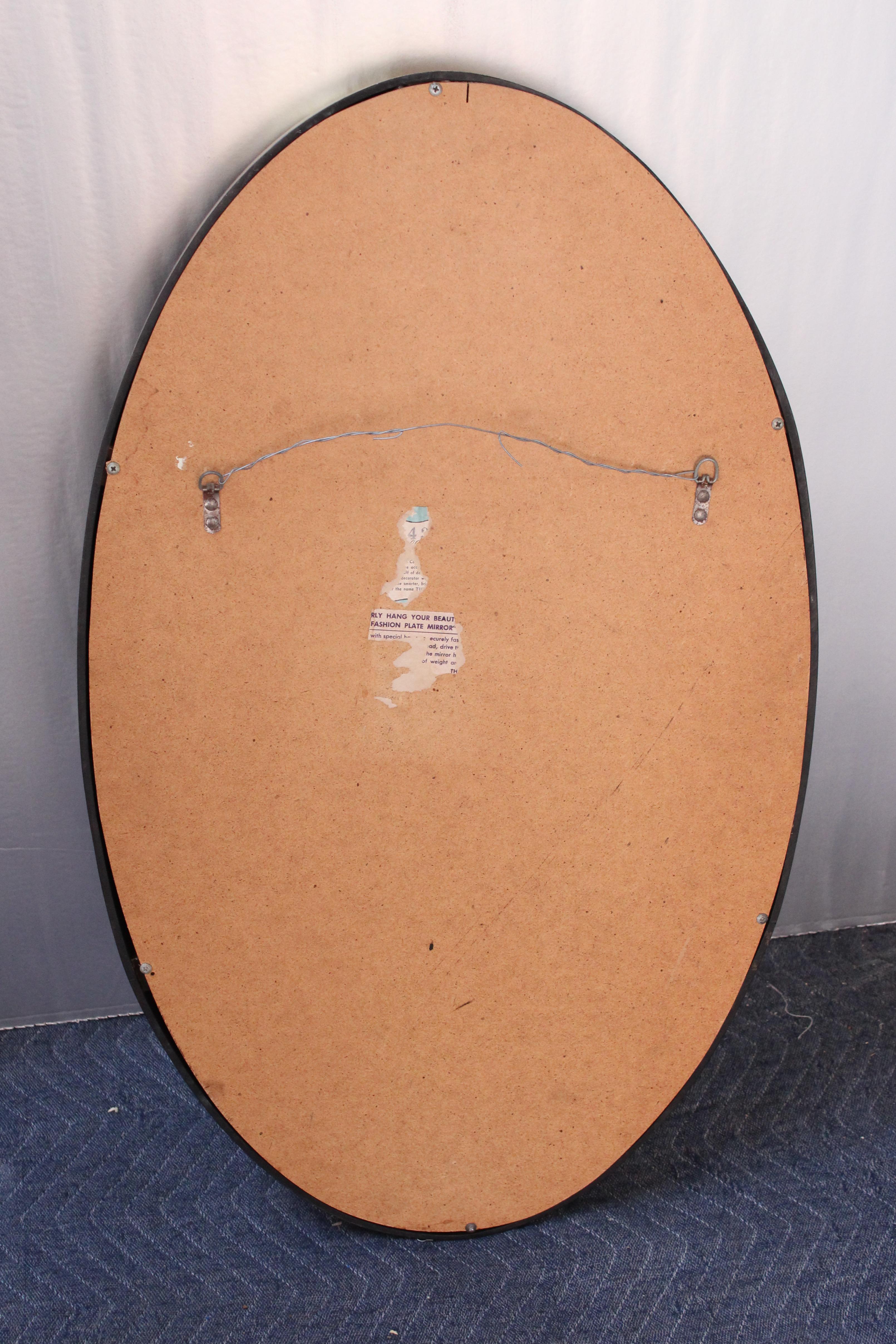 Mid-Century Bronze Finish Oval Wall Mirror After Labarge 14