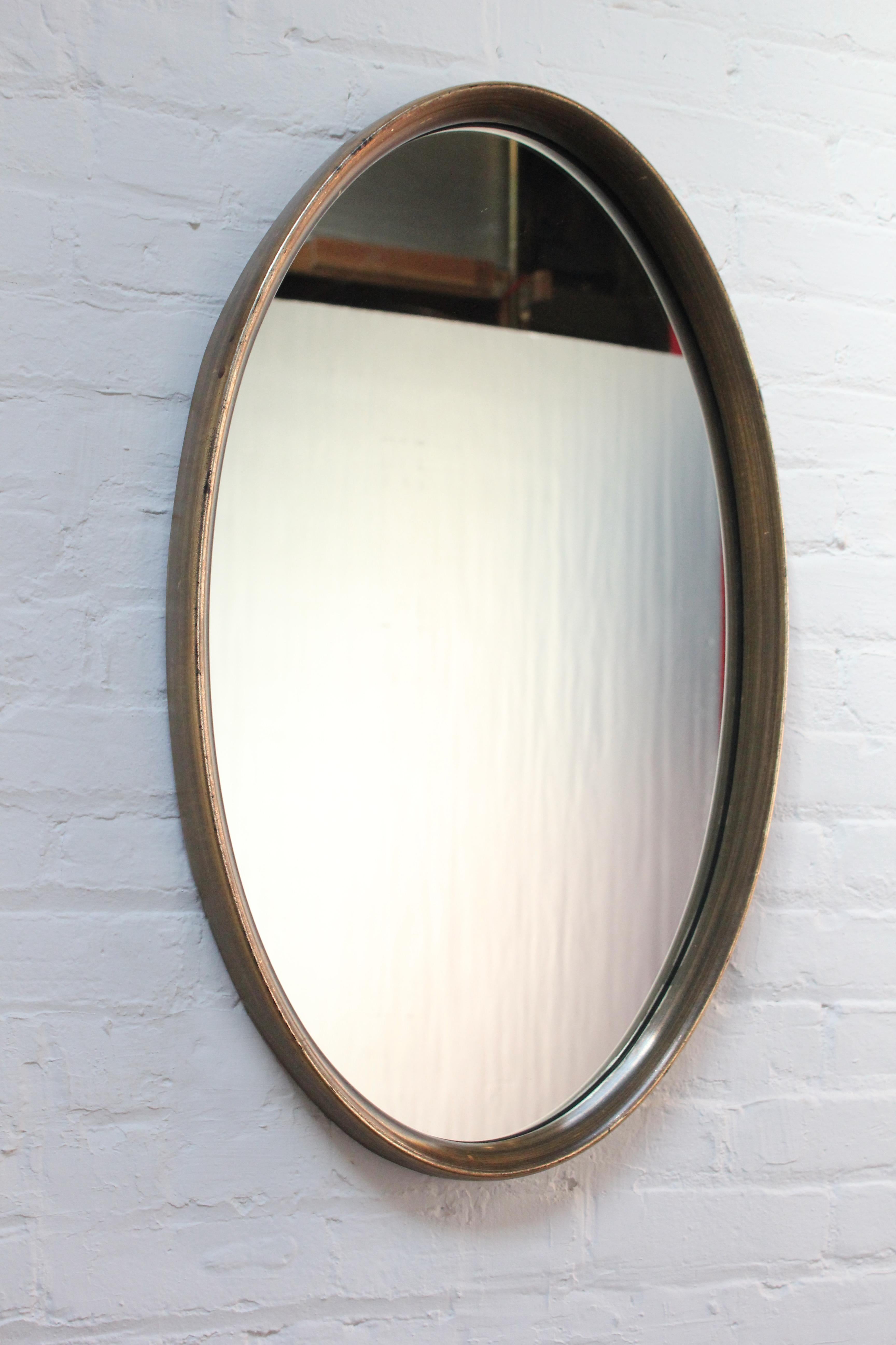 Mid-Century Bronze Finish Oval Wall Mirror After Labarge In Good Condition In Brooklyn, NY