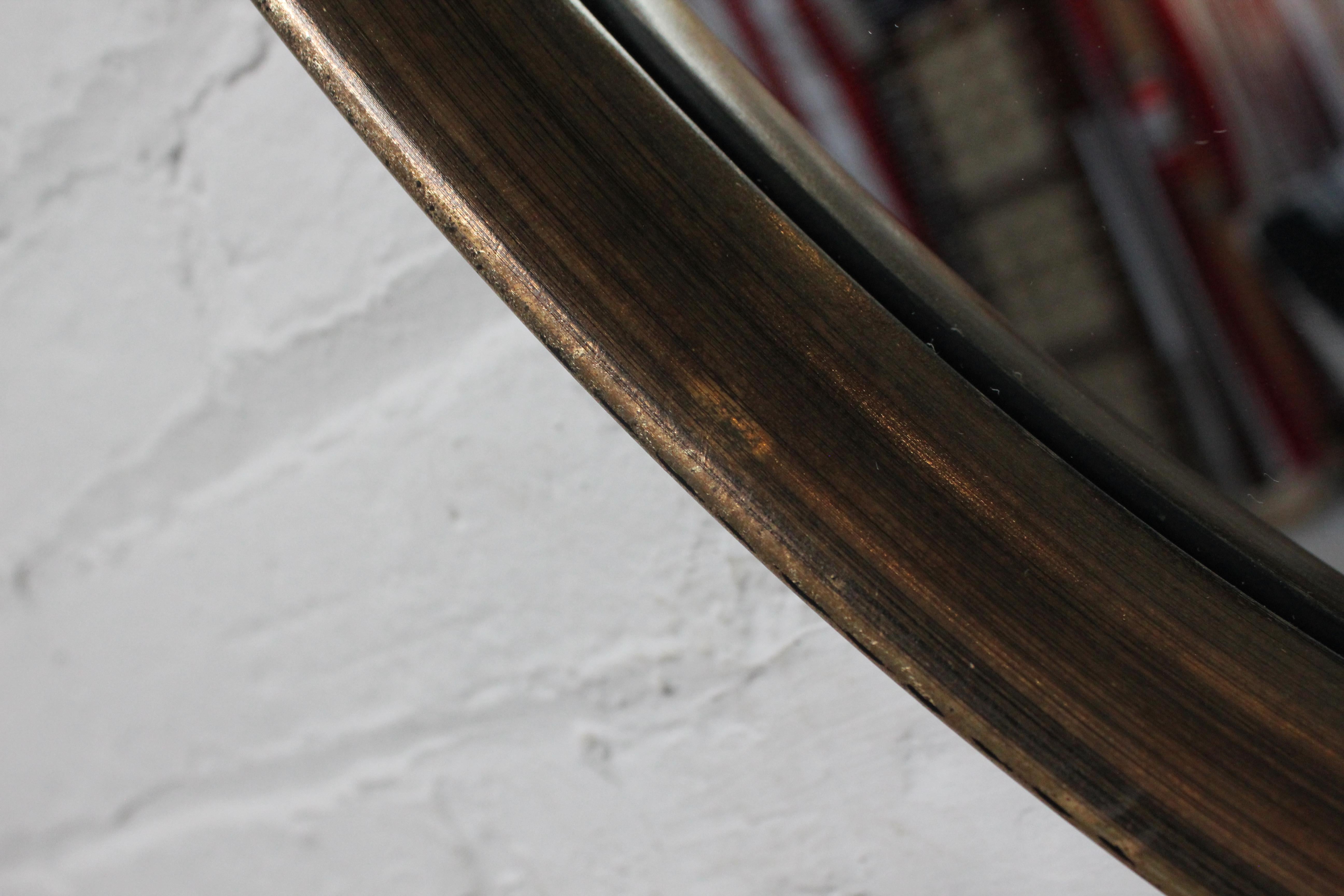 Mid-Century Bronze Finish Oval Wall Mirror After Labarge 1