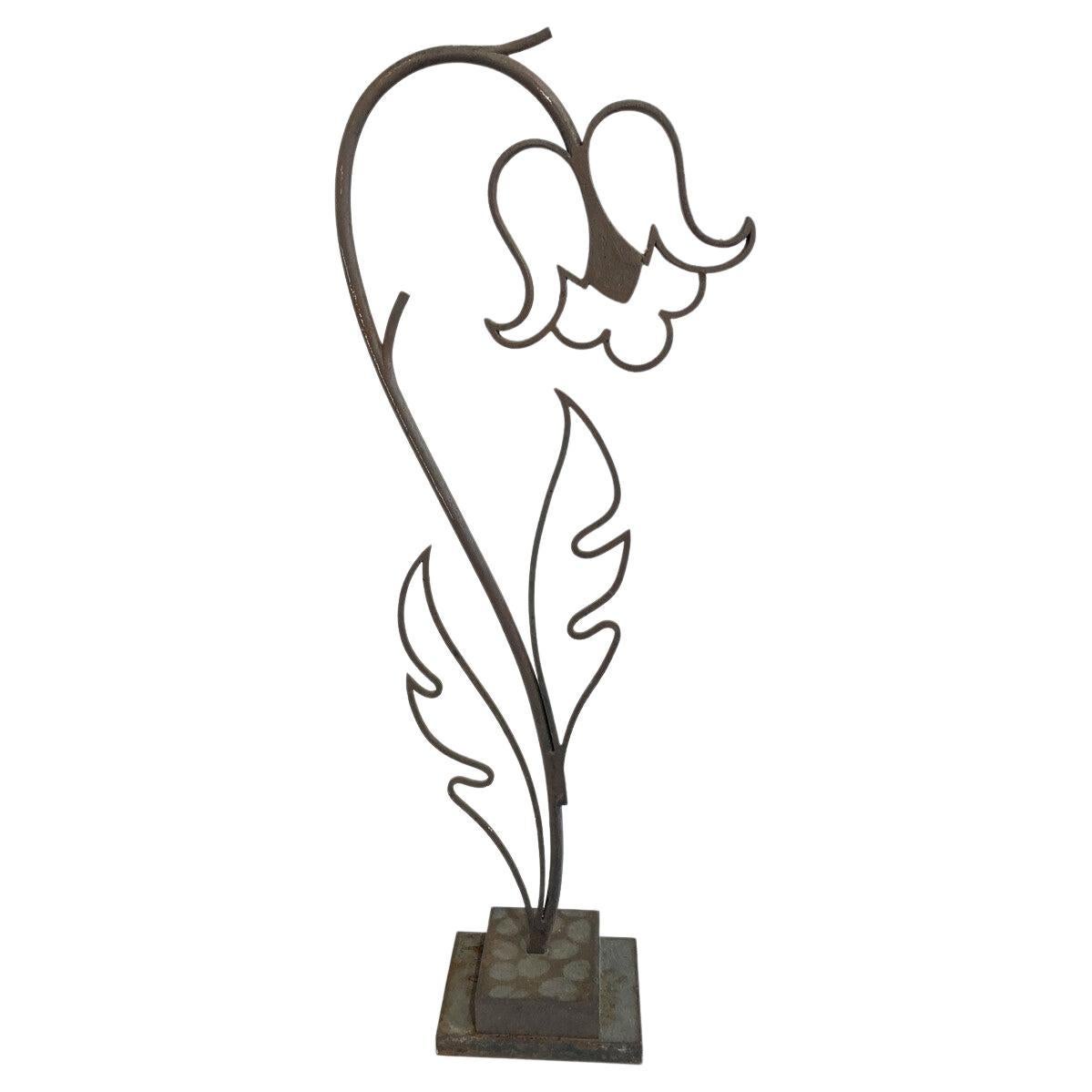 Sculpture de fleur en bronze du milieu du siècle signée Michel Zadounaïsky, France, 1989