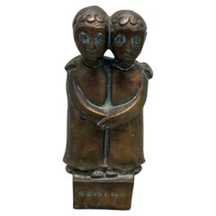 Mid Century Bronze "Gemini" Zodiac Sculpture by Fred Press