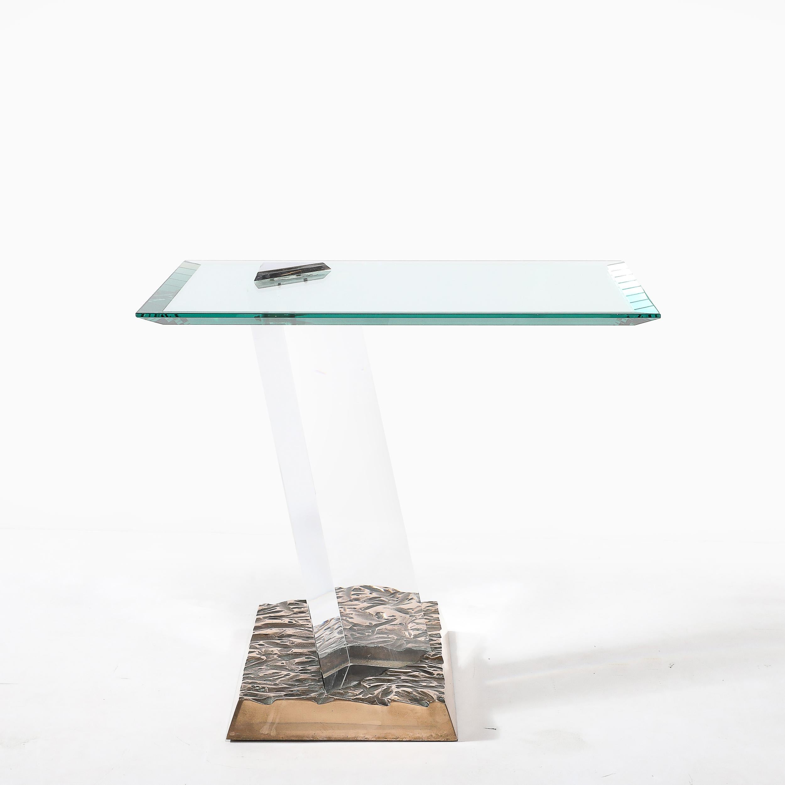 Table d'appoint du milieu du siècle dernier en bronze, verre et luciteFF 24/16 signée Jeffrey Bigelow en vente 3
