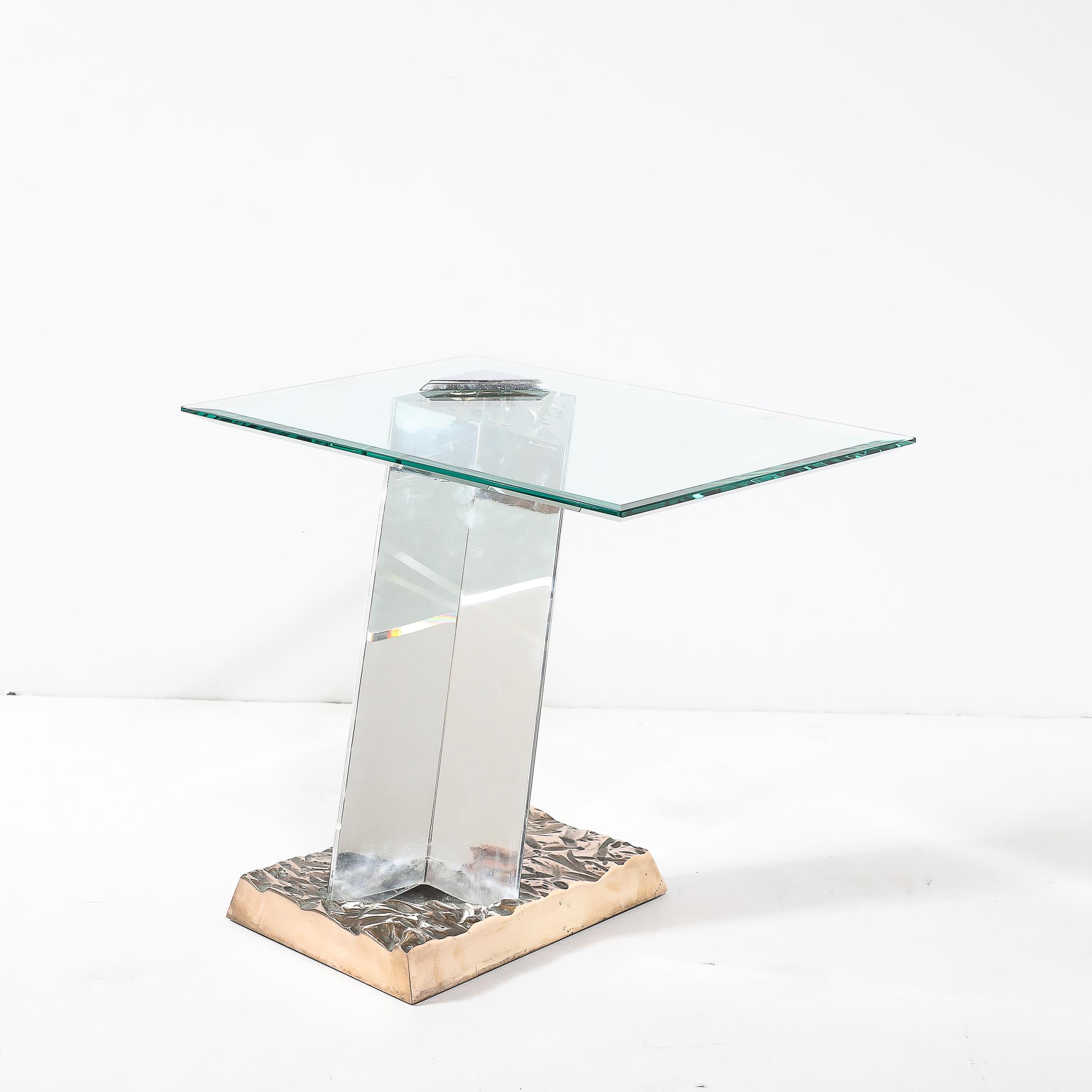 Table d'appoint du milieu du siècle dernier en bronze, verre et luciteFF 24/16 signée Jeffrey Bigelow en vente 2