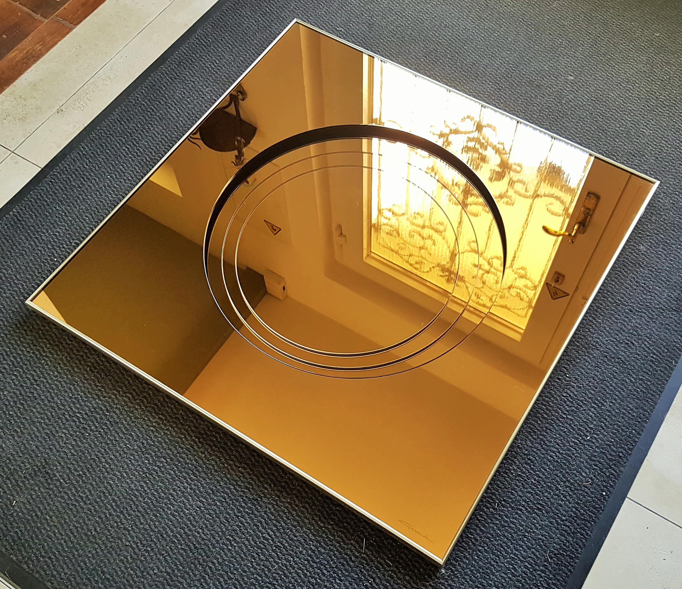 Miroir en verre bronze du milieu du siècle dernier de style Fontana Arte, Italie 1960 en vente 10
