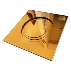 Miroir en verre bronze du milieu du siècle dernier de style Fontana Arte, Italie 1960