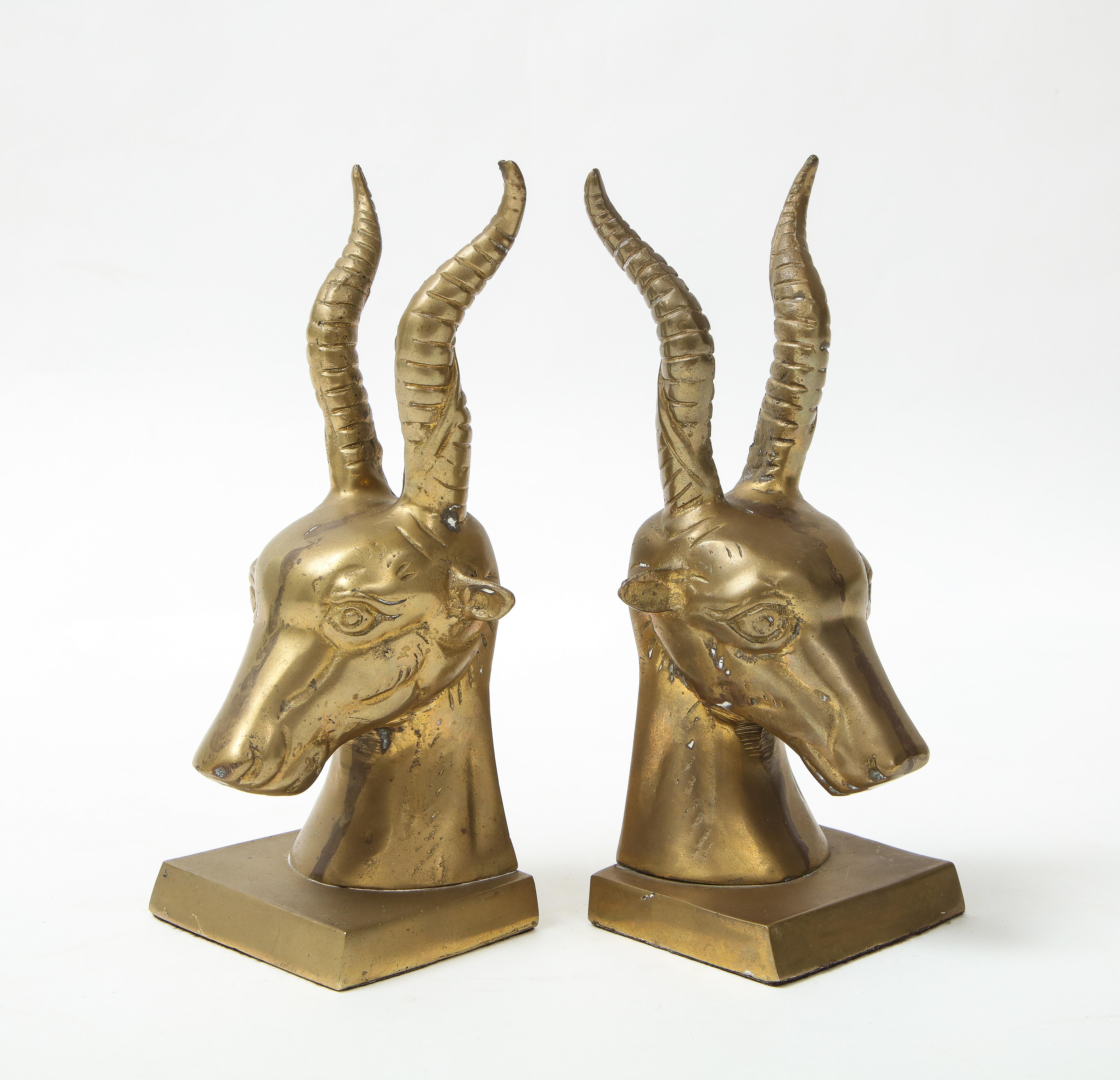 American Mid Century Bronze Goat Bookends