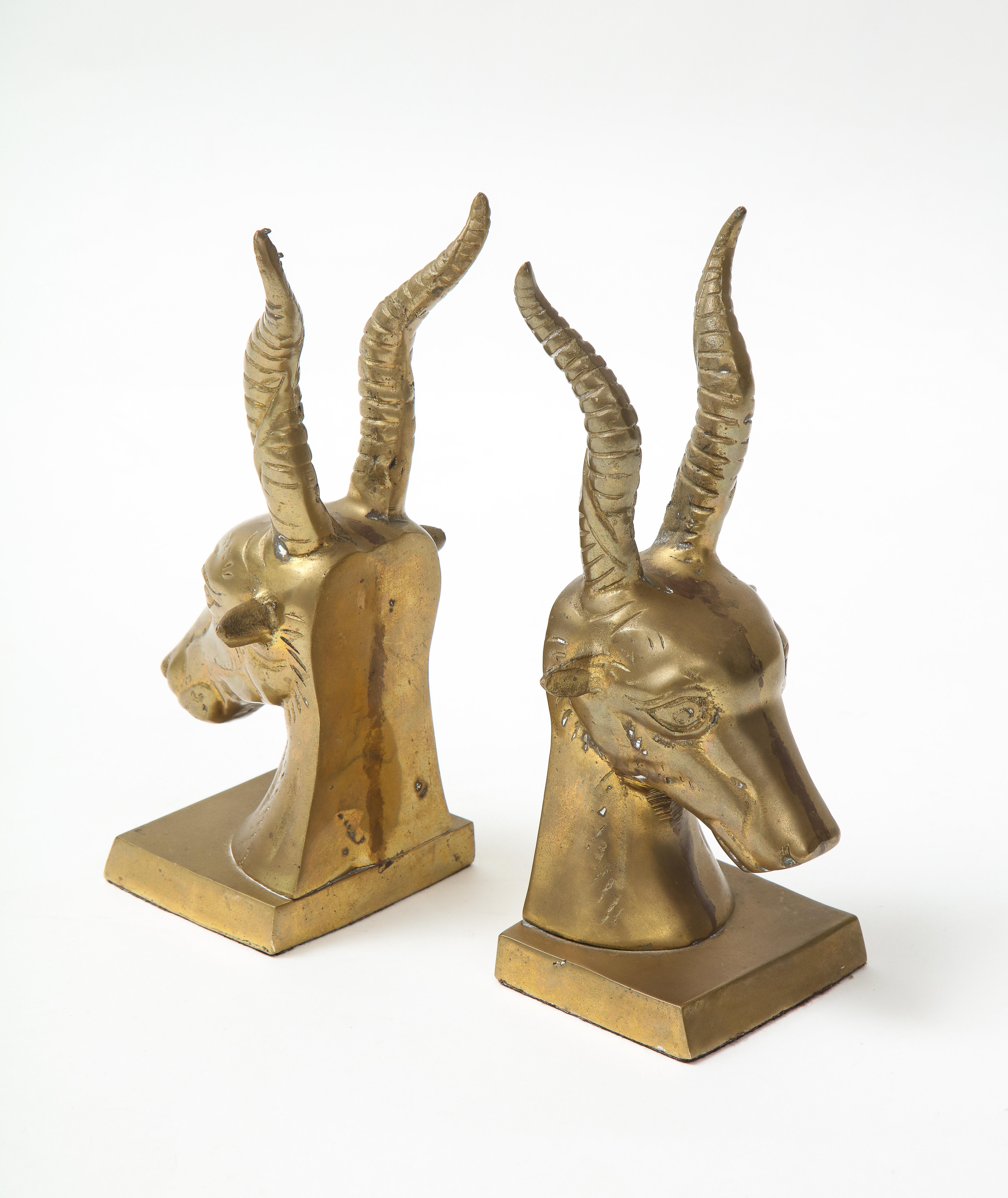20th Century Mid Century Bronze Goat Bookends