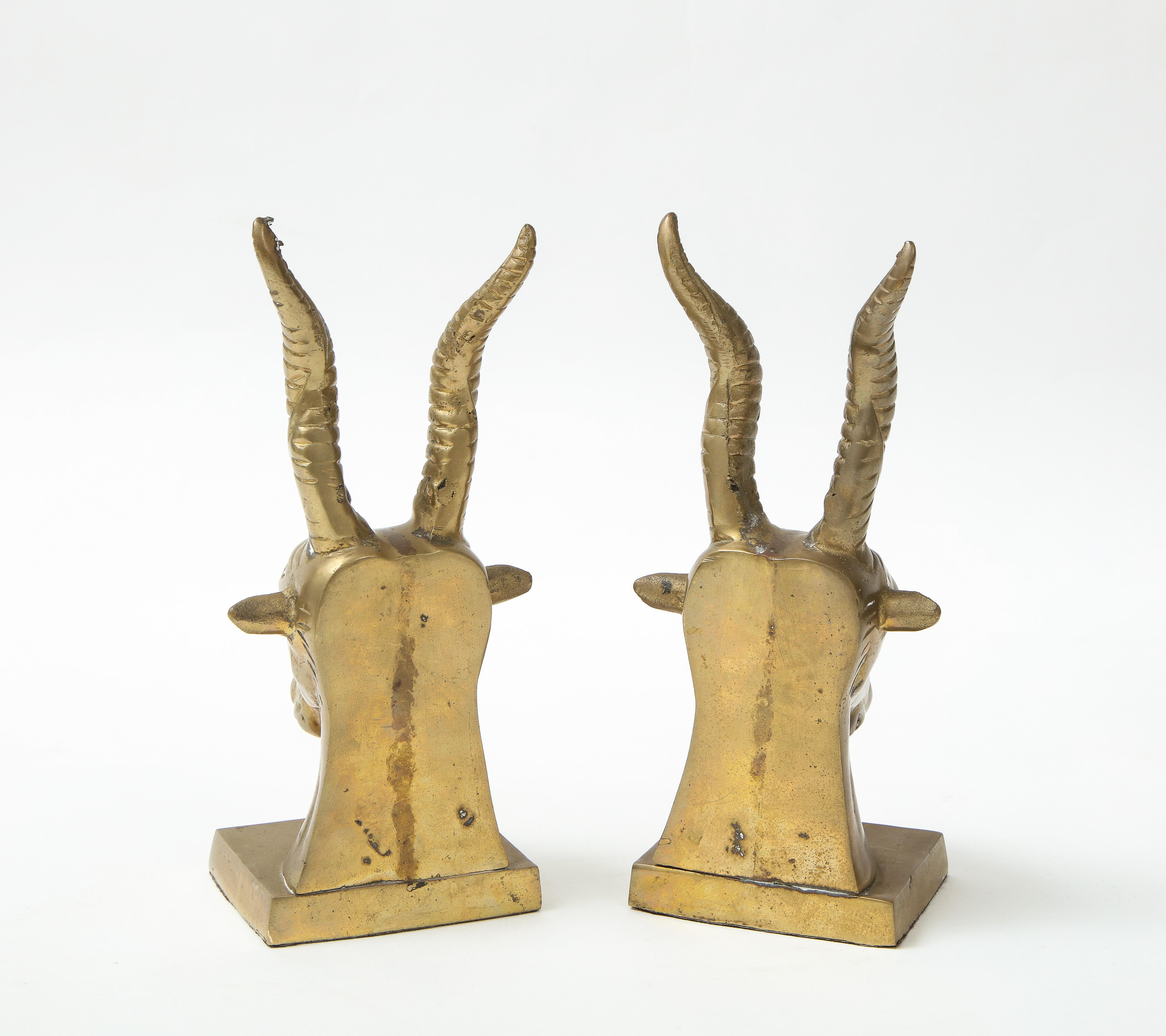 Mid Century Bronze Goat Bookends 1