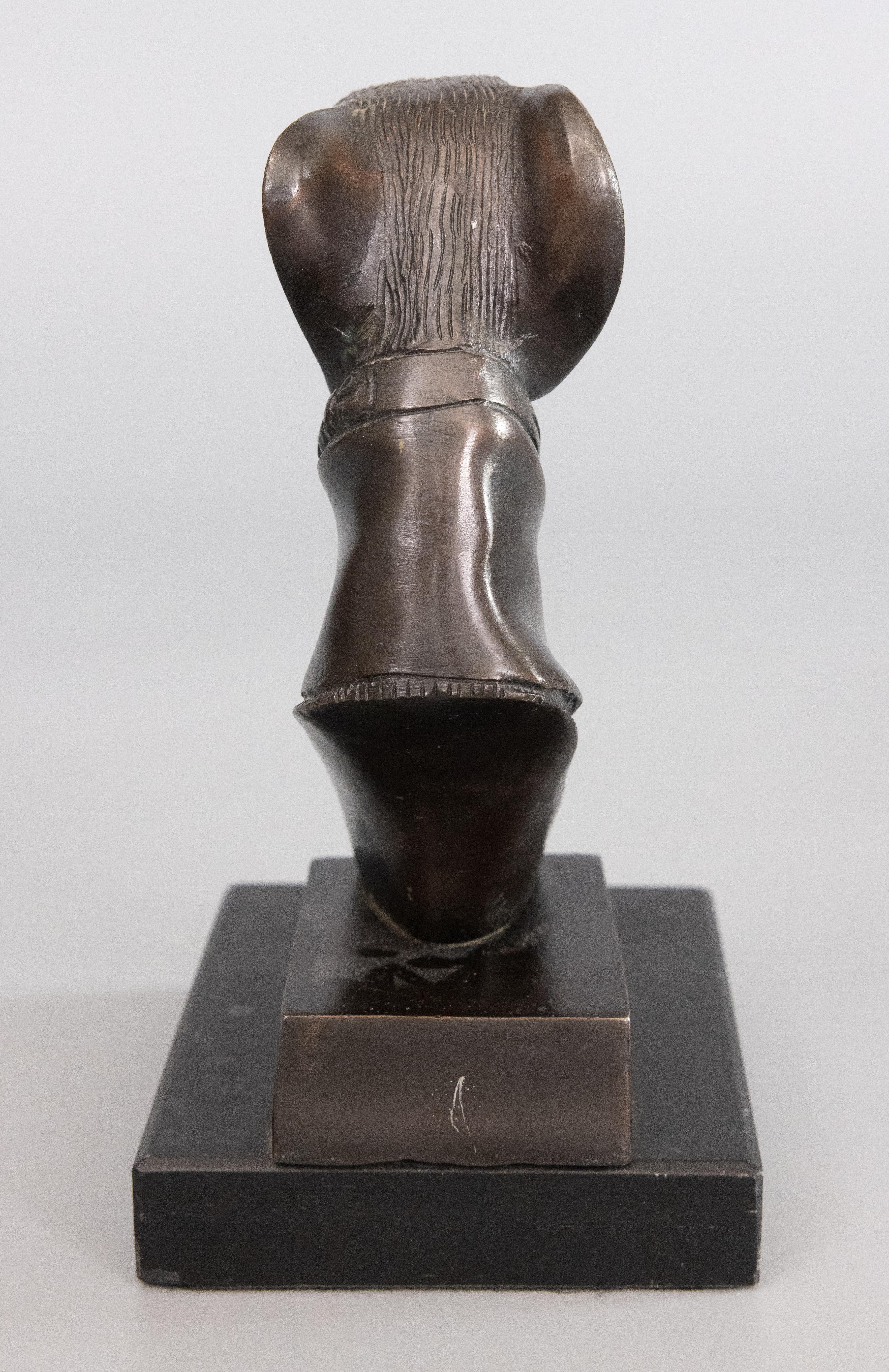 20th Century Mid-Century Bronze Greyhound Whippet Dog Bust Sculpture For Sale