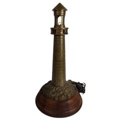 Mid Century Bronze Lighthouse on the Rocks Table Lamp c1940