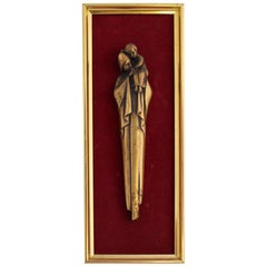 Midcentury Bronze Mary and Jesus Wall Plaque French Sculpture
