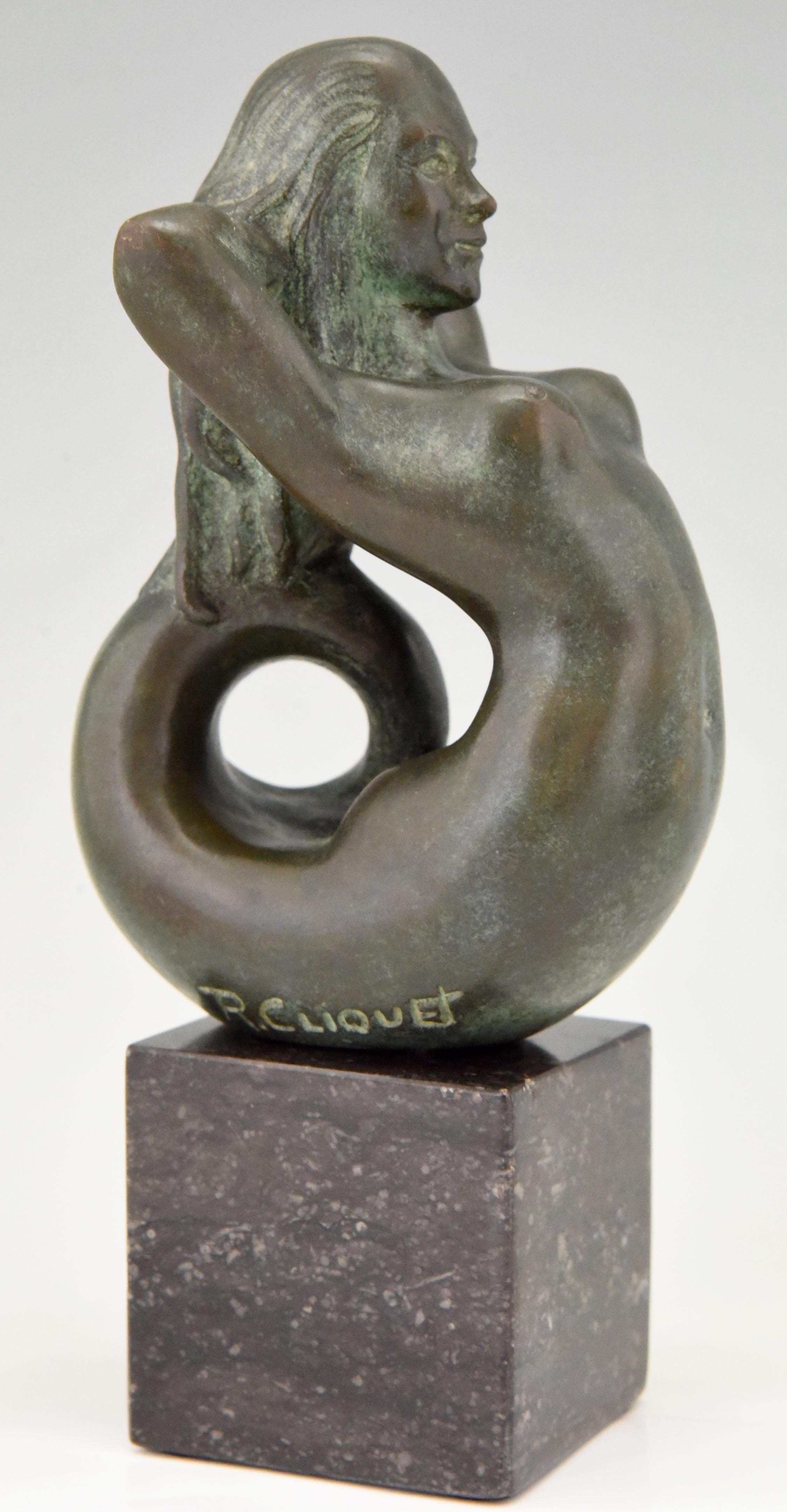 Midcentury Bronze Mermaid Bookends Rene Cliquet, 1970 In Good Condition In Antwerp, BE