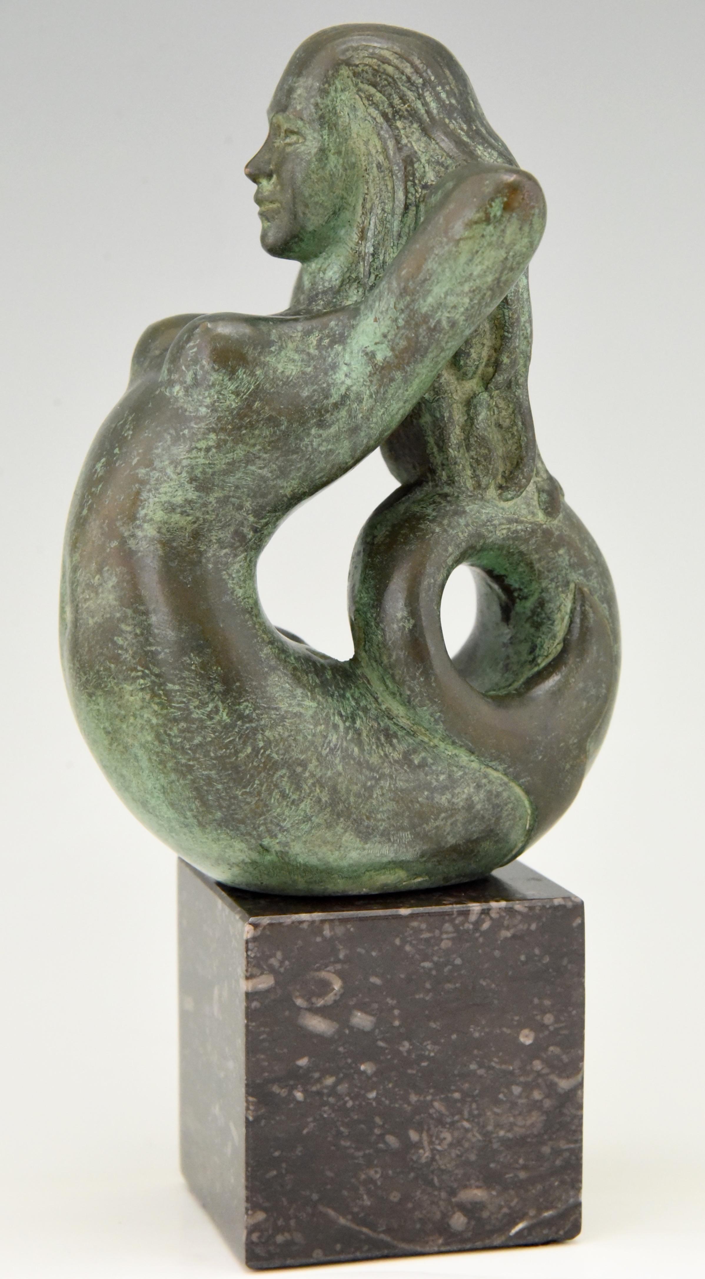 20th Century Midcentury Bronze Mermaid Bookends Rene Cliquet, 1970