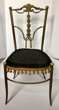 Midcentury Bronze Metal Draped Accent Chair, Italy
