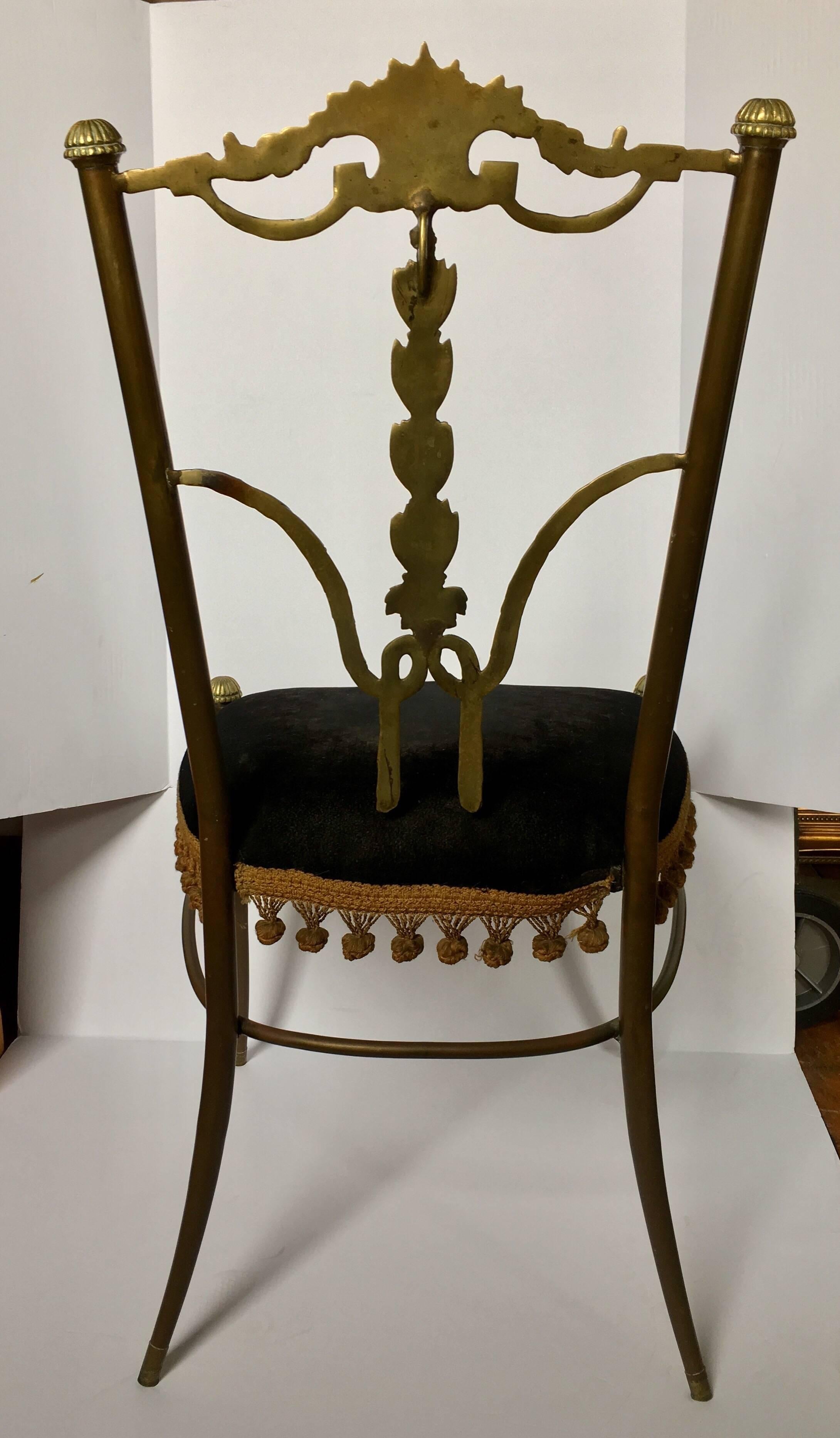 Milieu du XXe siècle Chaise d'appoint drapée en métal bronze du milieu du siècle dernier, Italie en vente