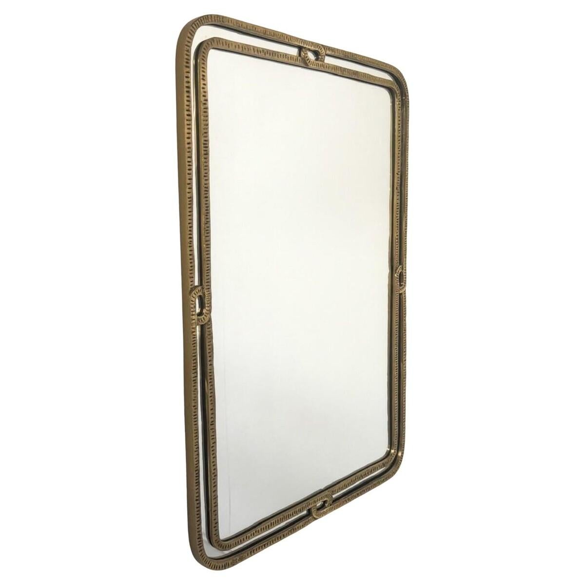 Mid-Century Modern Miroir en bronze du milieu du siècle par Angelo Brotto, signé, années 1950 en vente