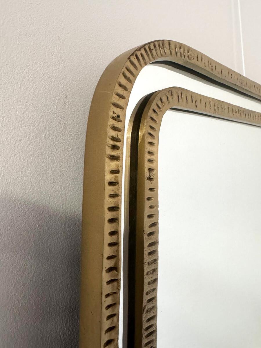 Miroir en bronze du milieu du siècle par Angelo Brotto, signé, années 1950 Bon état - En vente à Brussels, BE