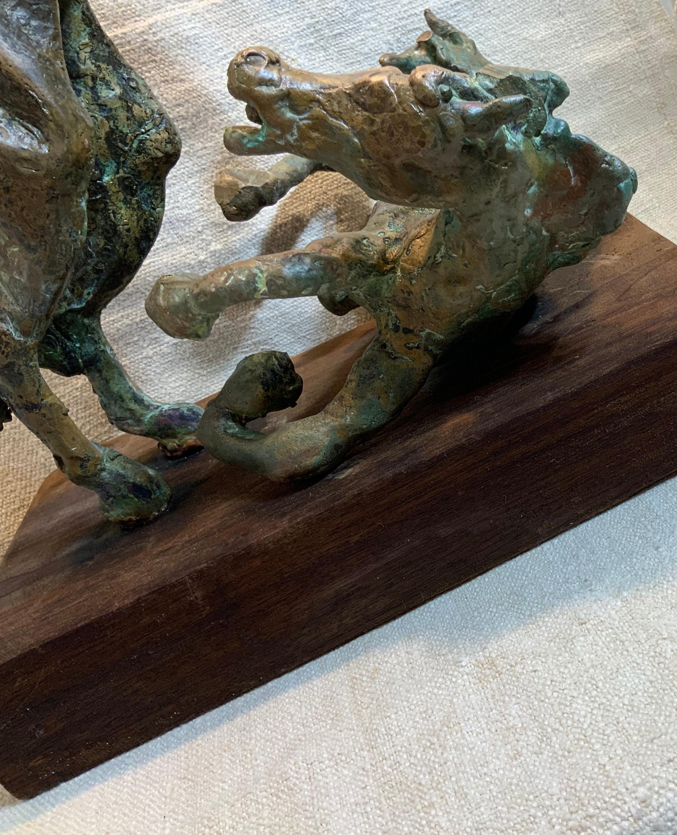 Midcentury Bronze Mustang Horse Sculpture In Good Condition In Delray Beach, FL