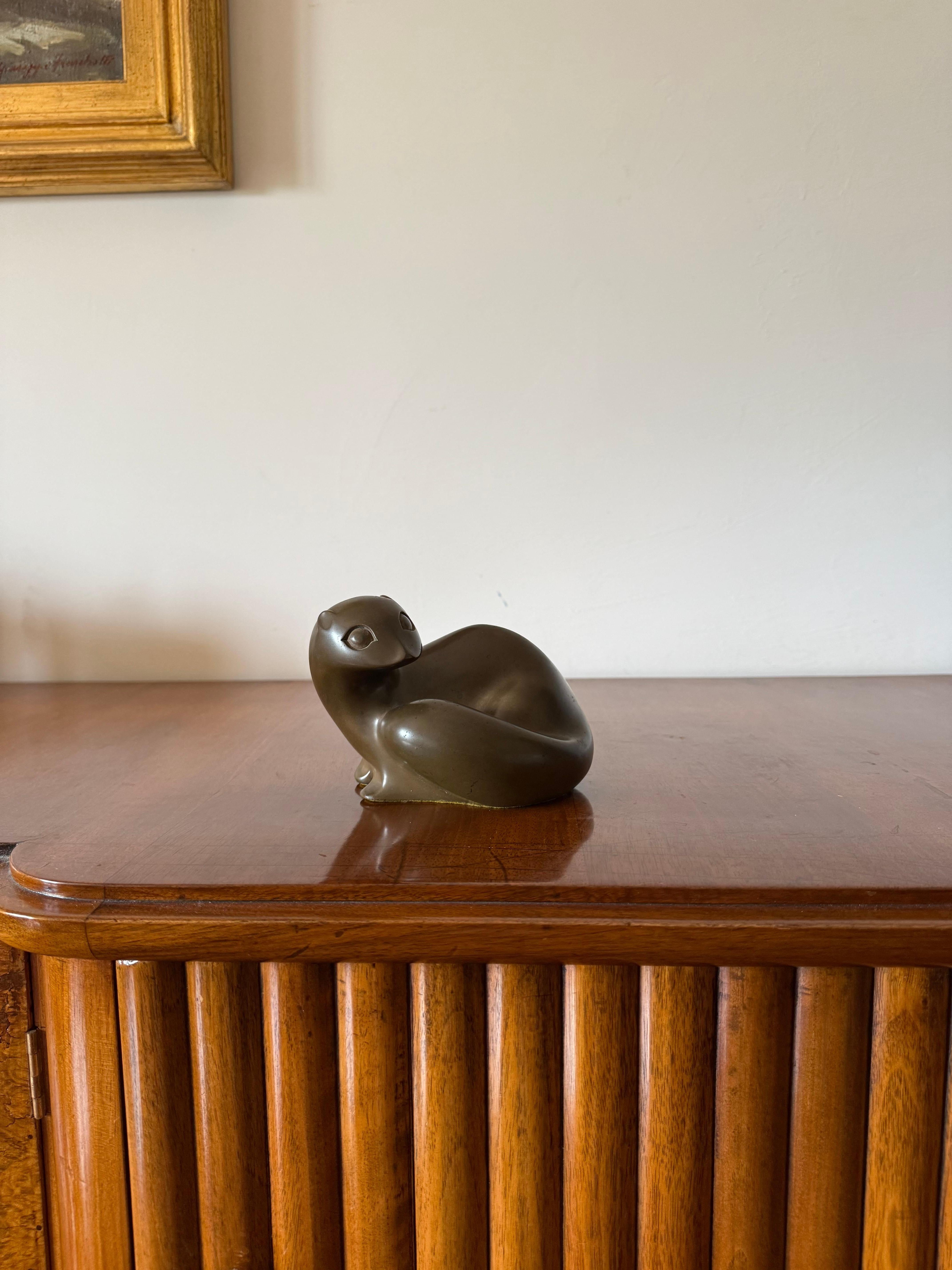 Mid-century bronze otter sculpture, Richard Fisher 1950 In condizioni ottime in vendita a Firenze, IT
