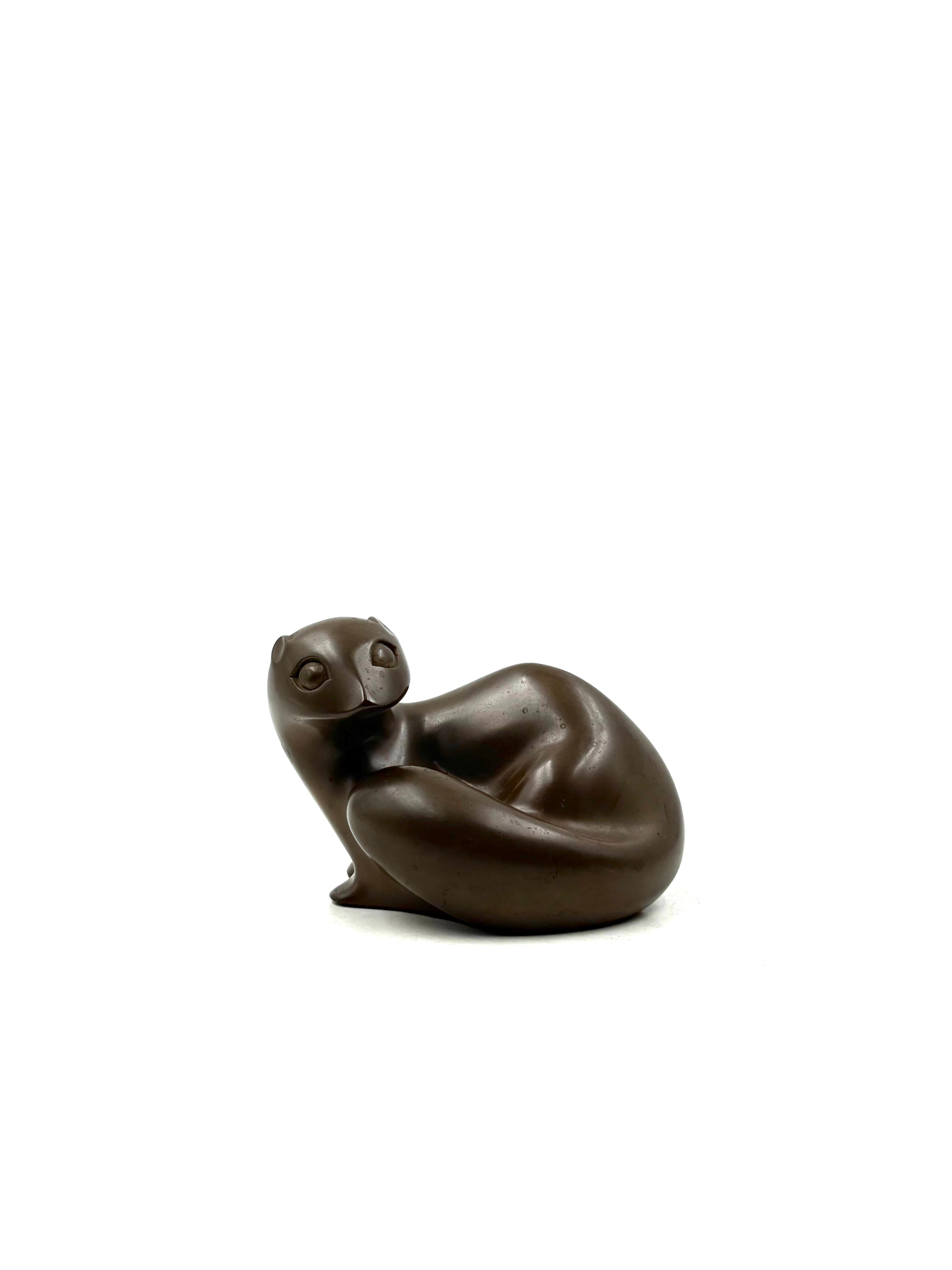 Mid-20th Century Mid-century bronze otter sculpture, Richard Fisher 1950 in vendita