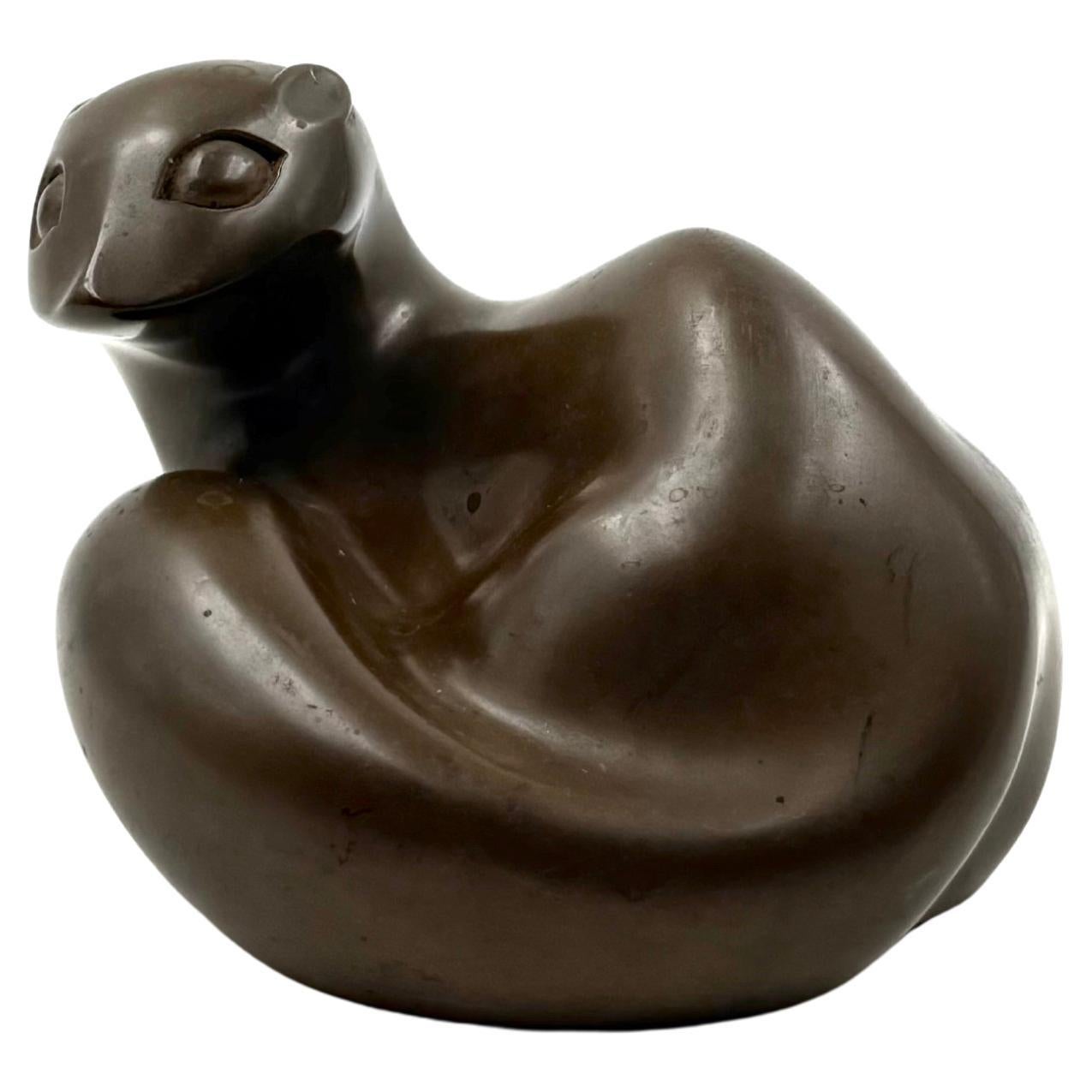 Mid-century bronze otter sculpture, Richard Fisher 1950
