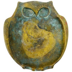 Midcentury Bronze Owl Incense Burner Vessel (Japan)