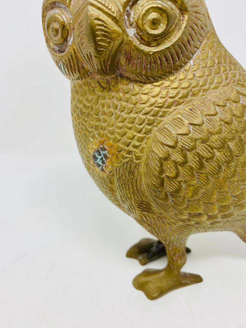 Mid Century Bronze Owl of Athena Sculpture In Good Condition In San Diego, CA