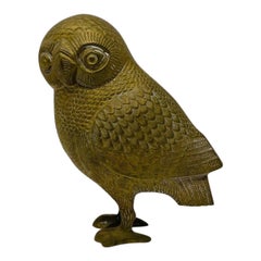 Sculpture de hibou d'Athènes en bronze du milieu du siècle dernier