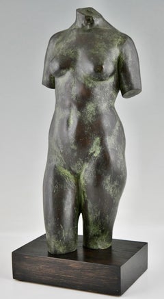 Midcentury Bronze Sculpture Female Torso by Fernando Bach Esteve