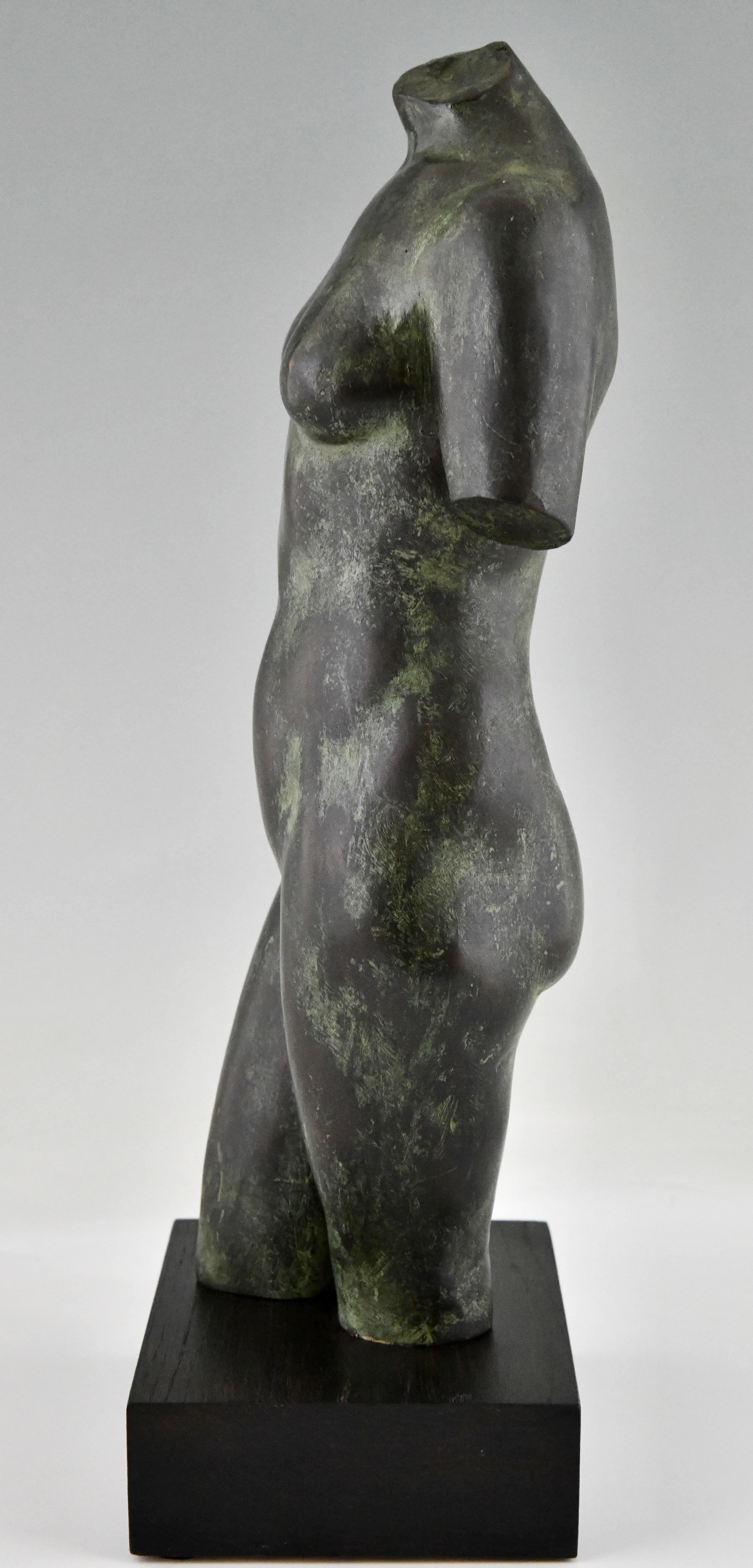 Mid-Century Modern Midcentury Bronze Sculpture Female Torso by Fernando Bach Esteve