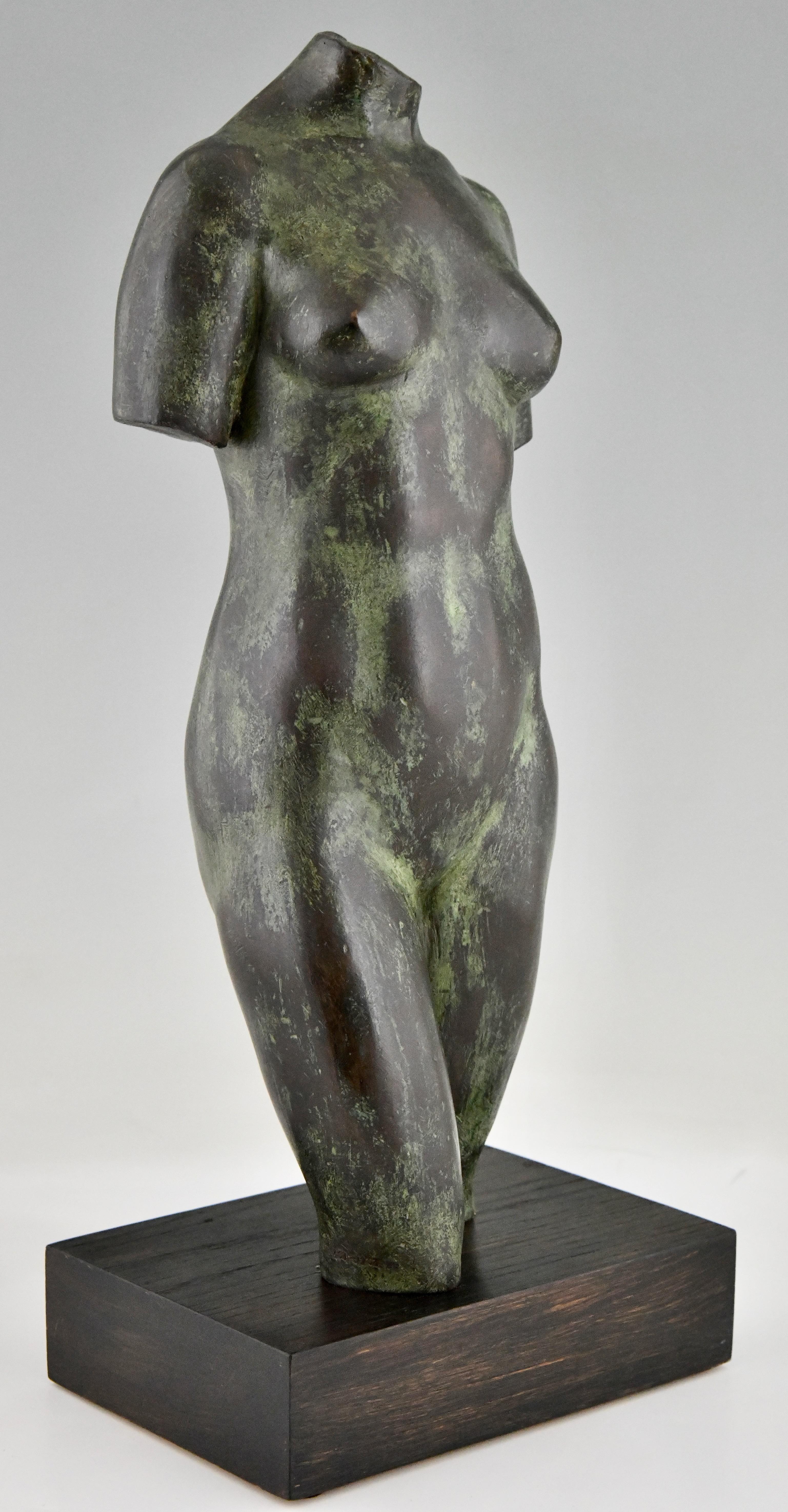 Spanish Midcentury Bronze Sculpture Female Torso by Fernando Bach Esteve
