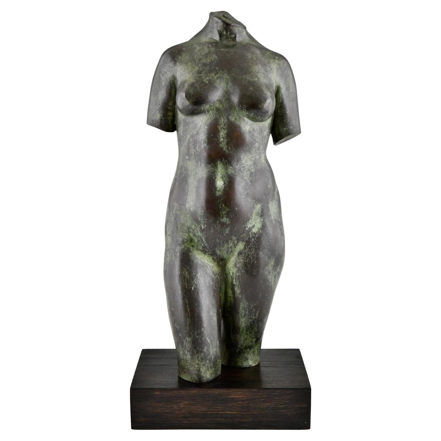 Midcentury Bronze Sculpture Female Torso by Fernando Bach Esteve