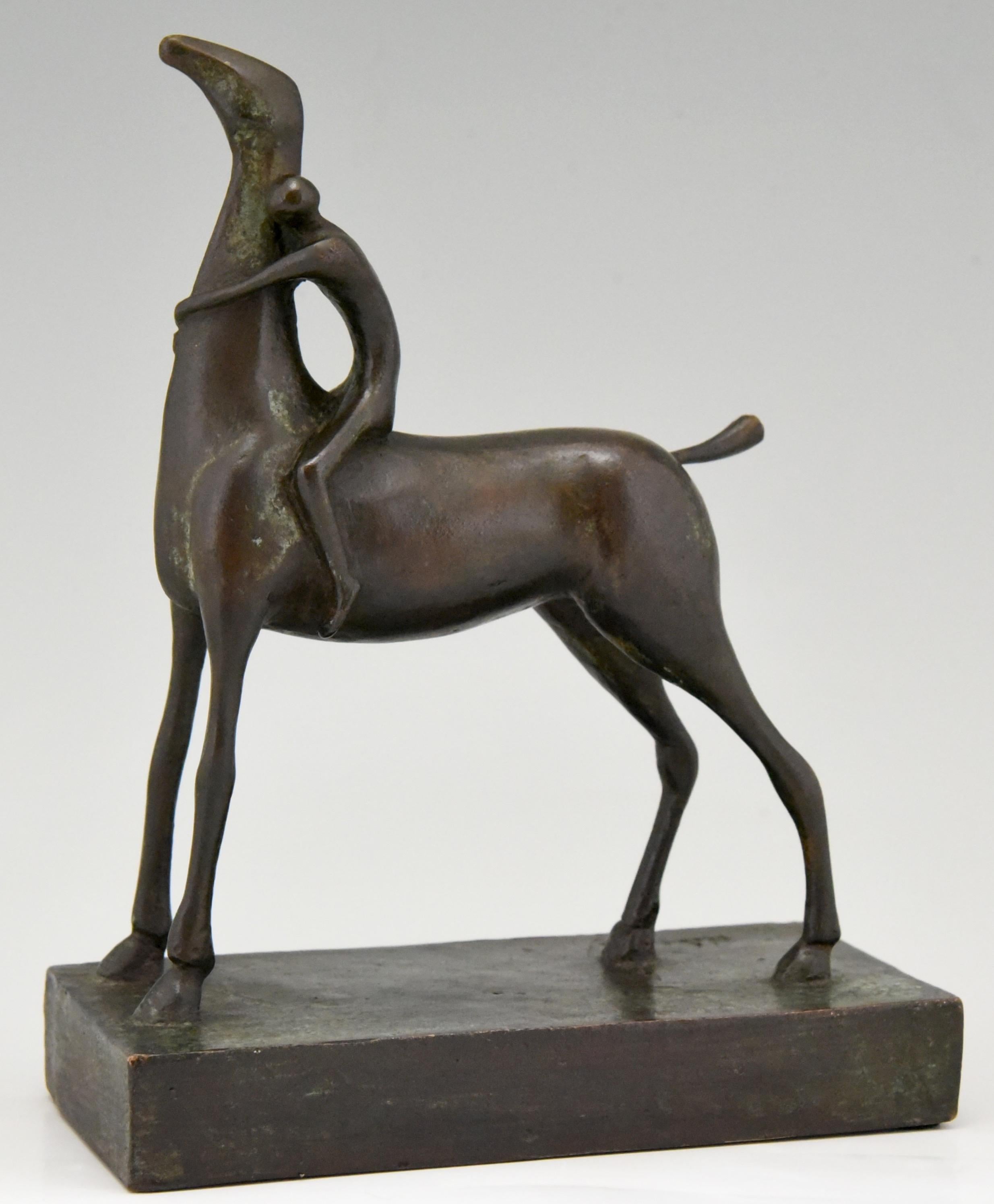 Beautiful midcentury bronze sculpture of a boy on a horse.
The work is signed and numbered, circa 1970.
  