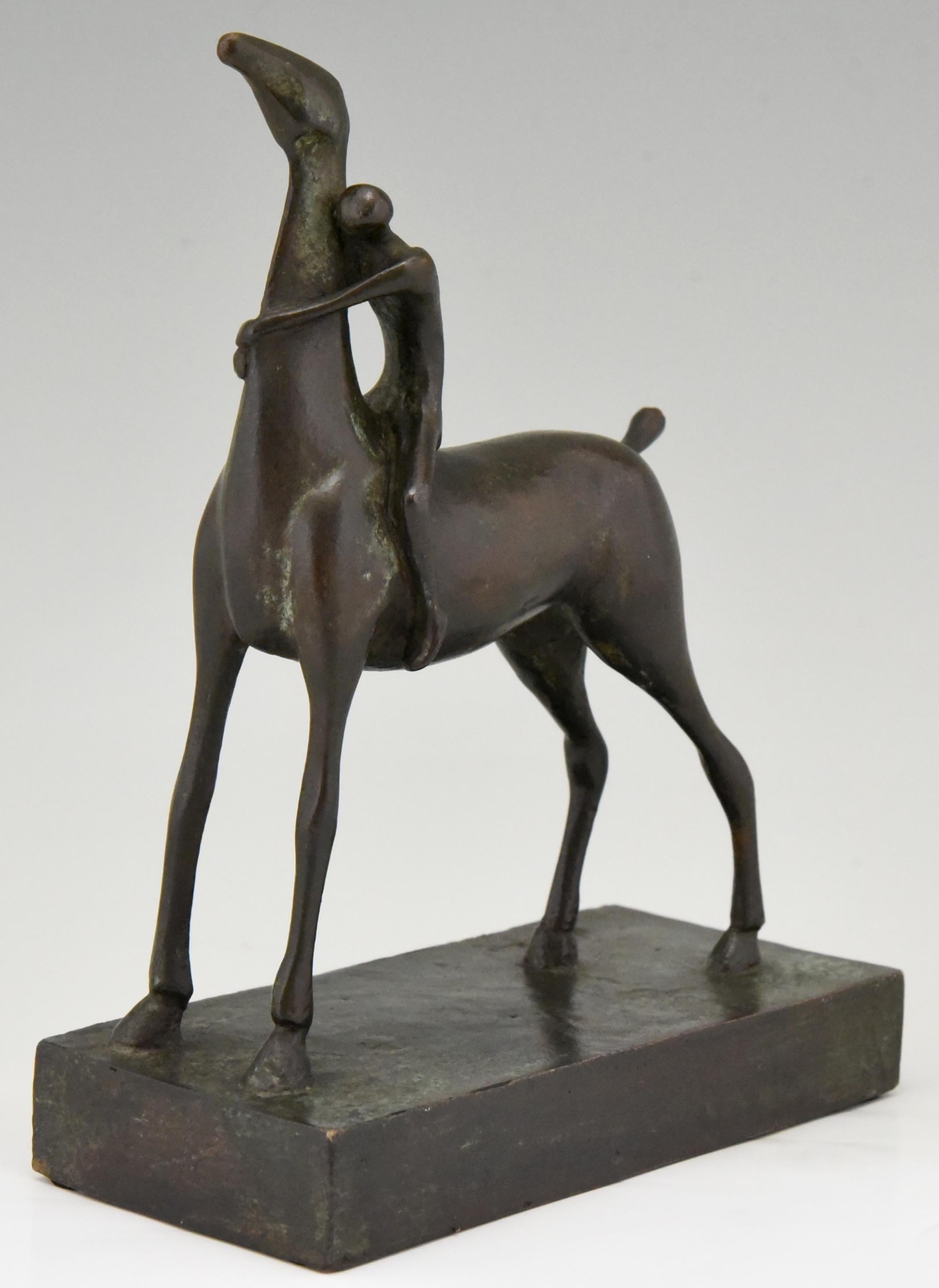 Mid-Century Modern Midcentury Bronze Sculpture Horse Ride