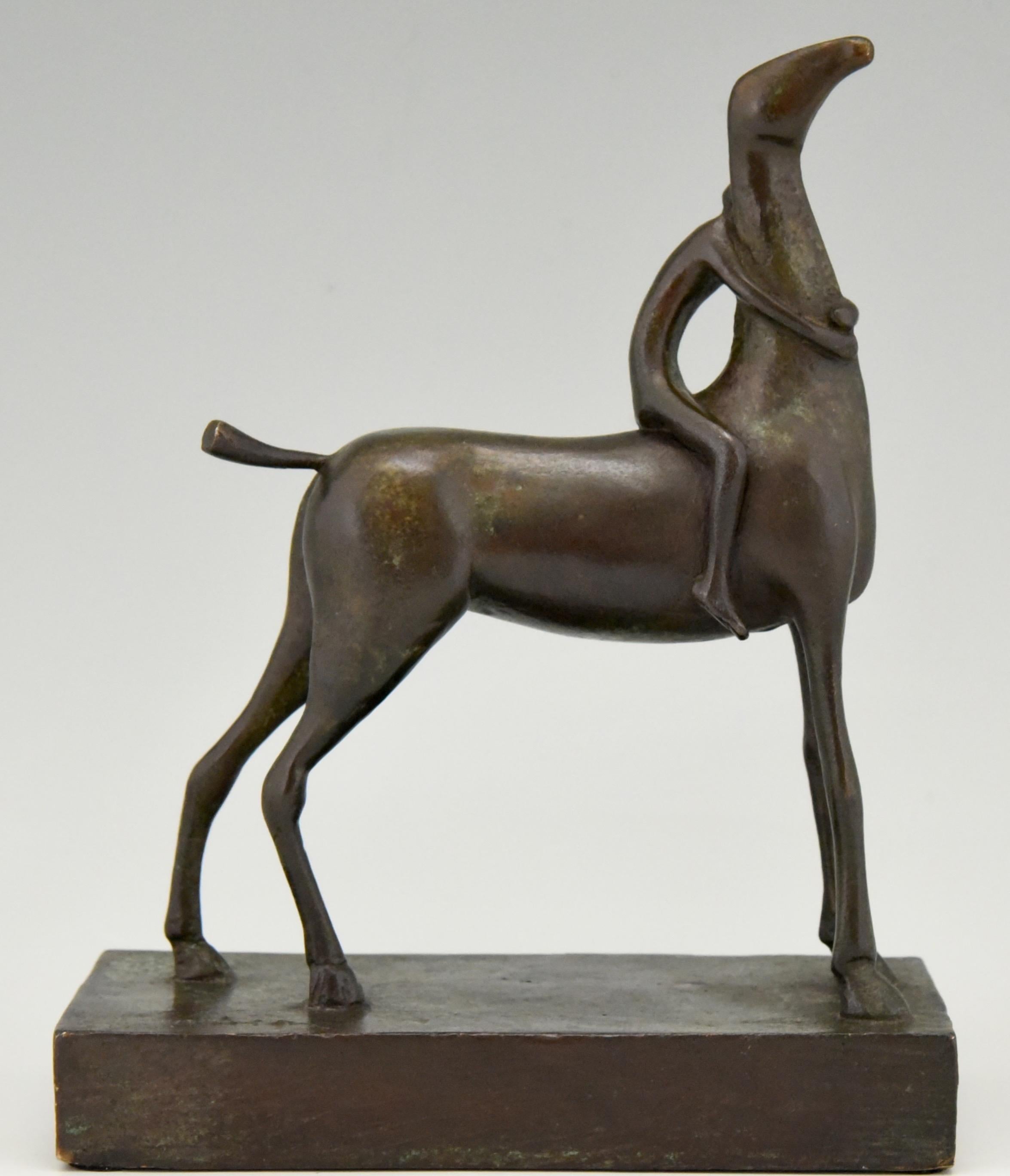 Midcentury Bronze Sculpture Horse Ride In Good Condition In Antwerp, BE