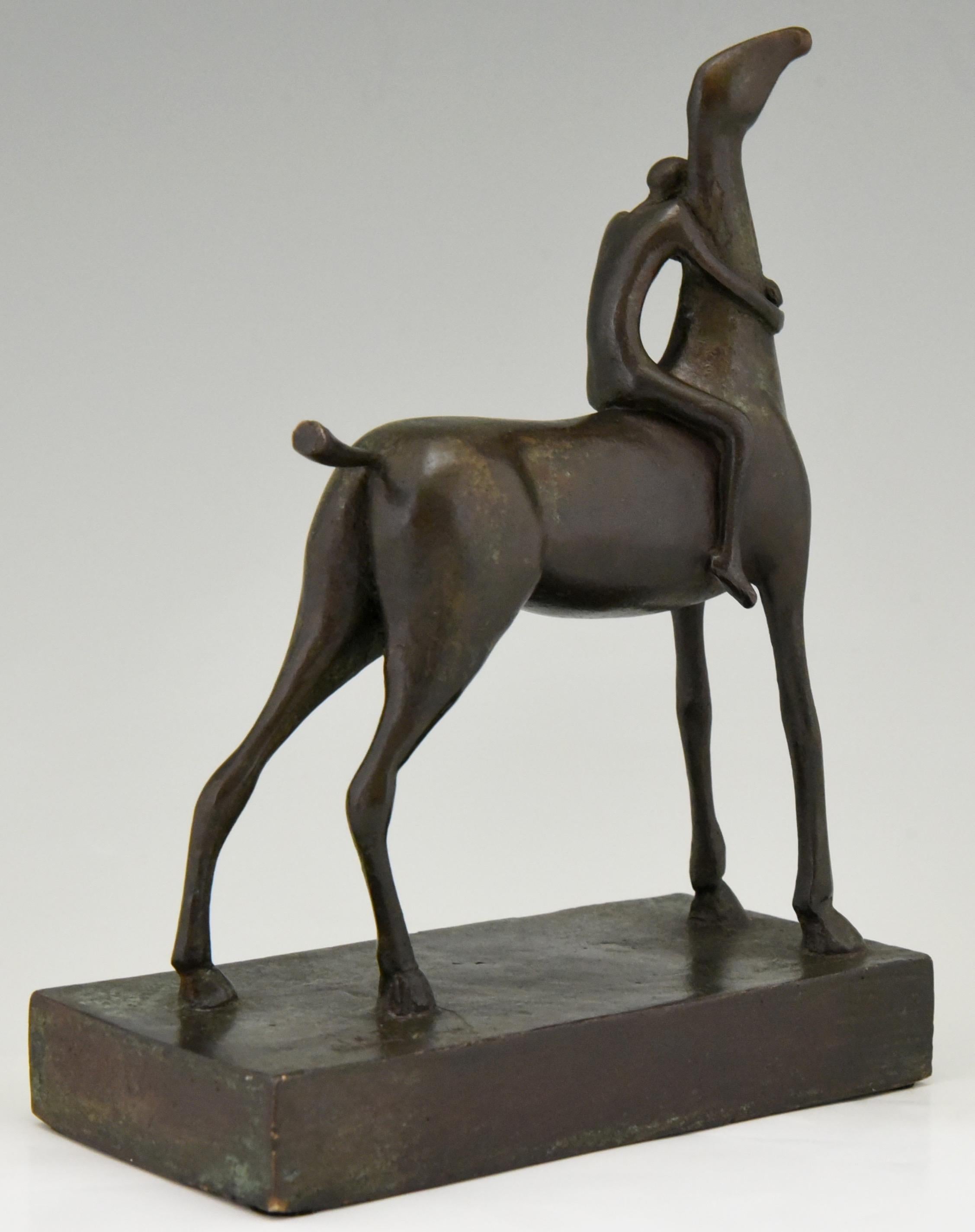 20th Century Midcentury Bronze Sculpture Horse Ride