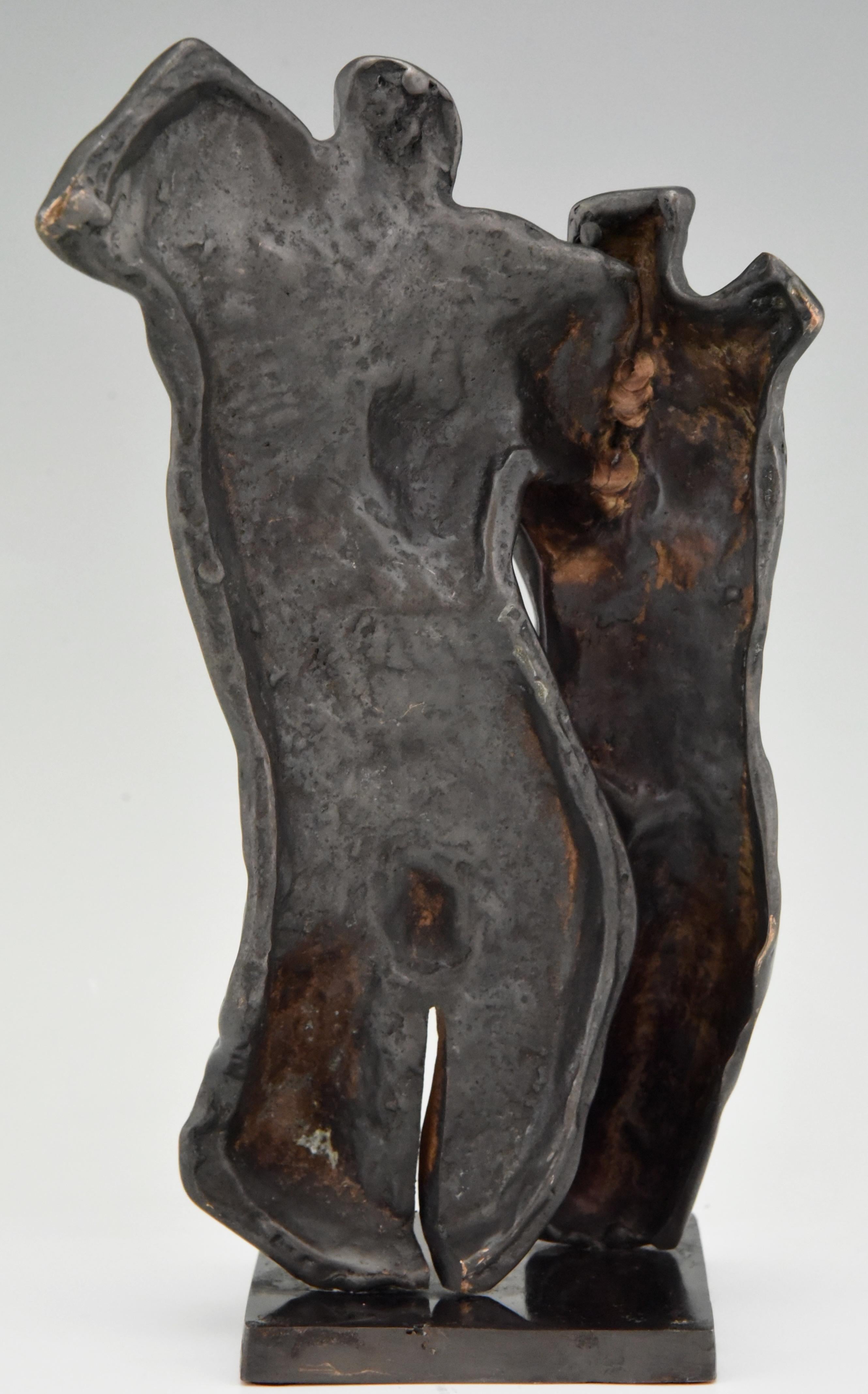 French Midcentury Bronze Sculpture Male and Female Torso Yves Lohé, 1970