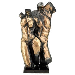 Sculpture en bronze du milieu du siècle Torse d'homme et de femme Yves Lohé:: 1970