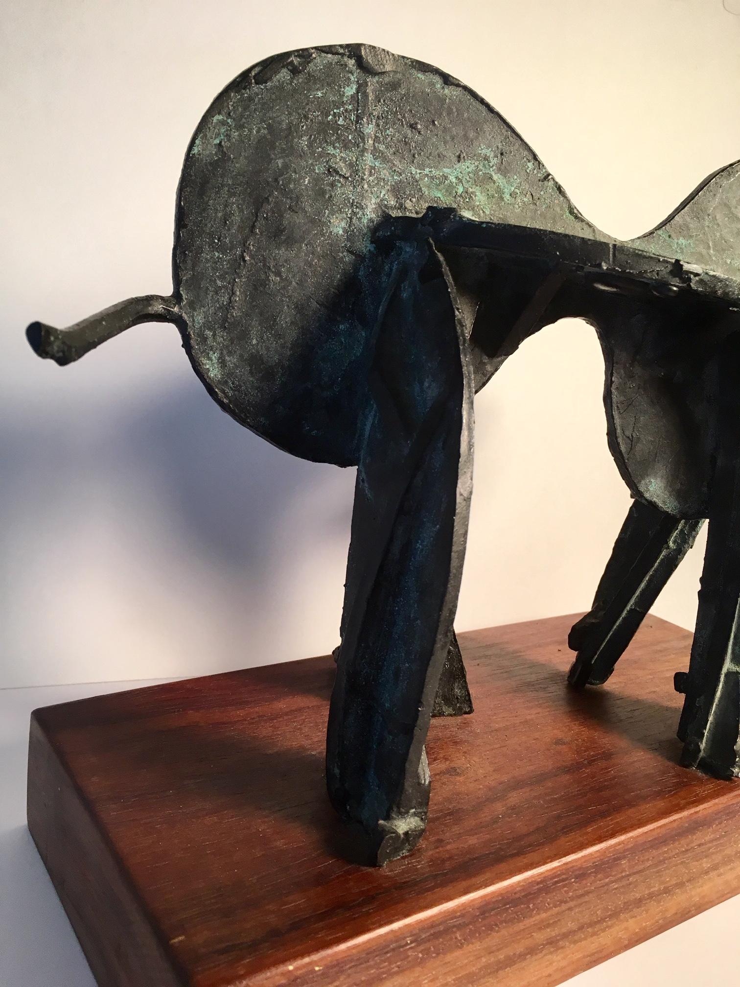 Cast Mid Century Bronze Sculpture of a Bull, Brutalist Modern Abstract