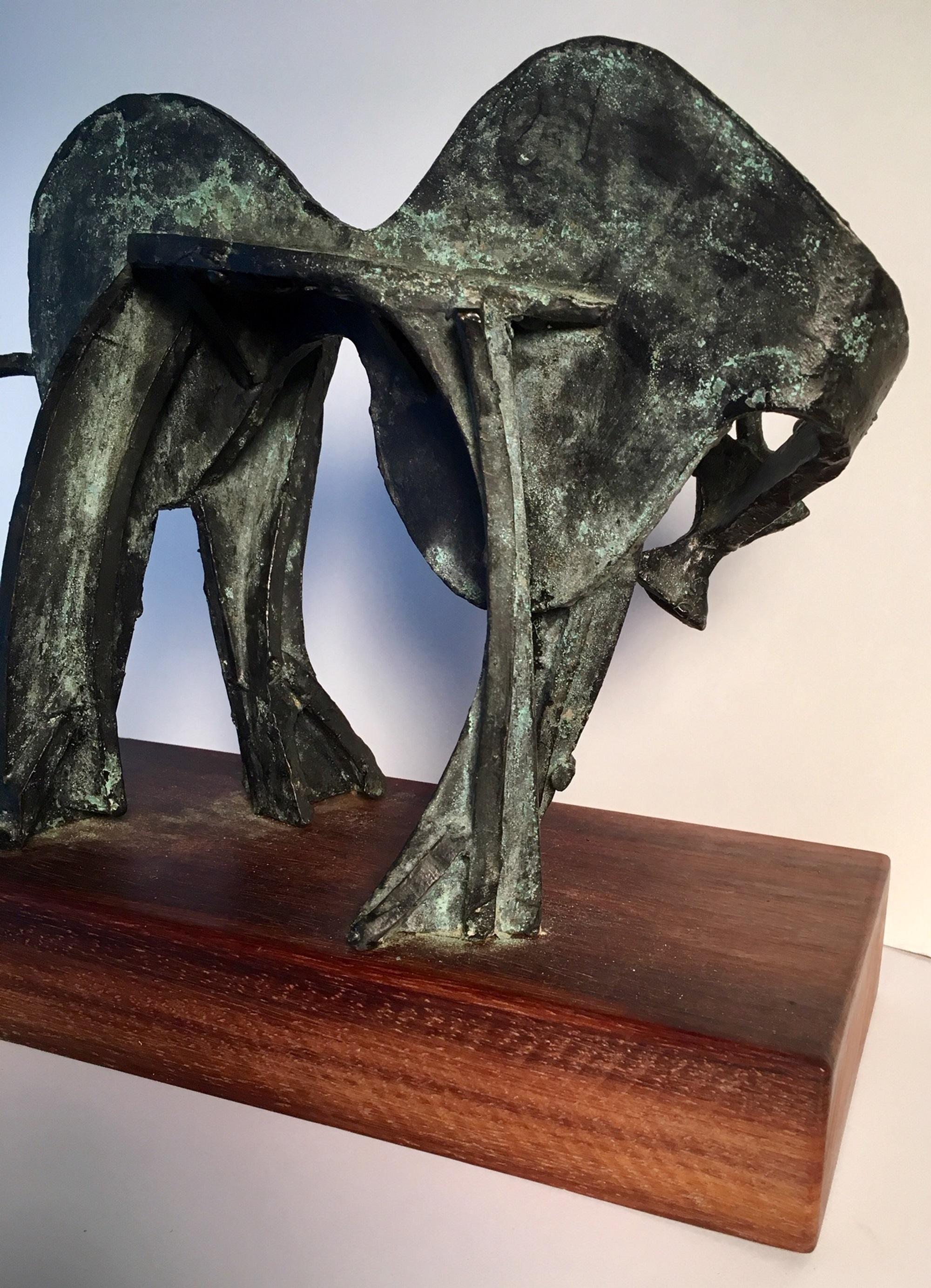 Mid Century Bronze Sculpture of a Bull, Brutalist Modern Abstract In Good Condition In Vero Beach, FL