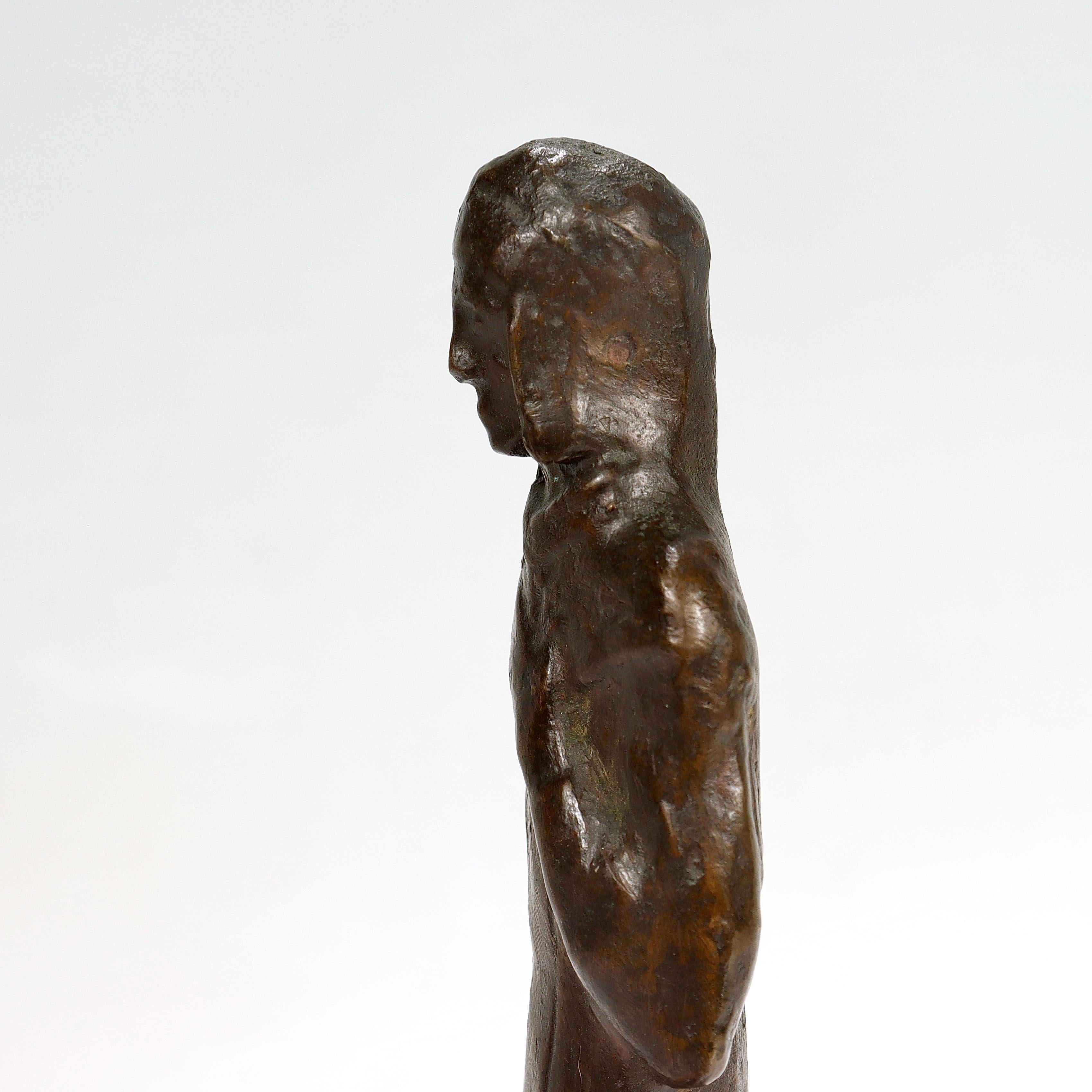 Mid-Century Bronze Sculpture of a Franciscan Monk For Sale 5