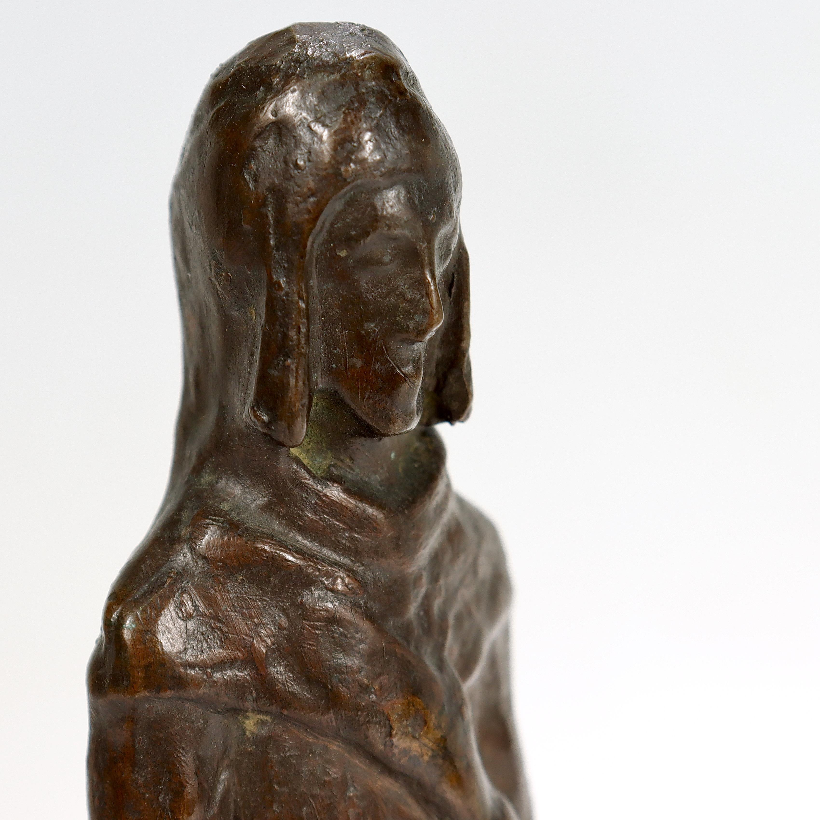 Mid-Century Bronze Sculpture of a Franciscan Monk For Sale 8